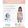 Bluey Girls T-Shirt and French Terry Shorts Outfit Set Toddler to Big Kid Sizes (2T – 10-12)(Pink / Blue)
