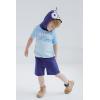 Bluey Hooded Cosplay T-Shirt and French Terry Shorts Outfit Set Toddler to Little Kid(Blue)