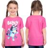Bluey Shirts 3 Pack, Girls Short Sleeve Shirt for Summer, Pack of 3 Girls Tops, Cotton Kids Tshirt(Pink)