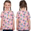 Bluey Shirts 3 Pack, Girls Short Sleeve Shirt for Summer, Pack of 3 Girls Tops, Cotton Kids Tshirt(Pink)
