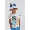Bluey T-Shirt Chambray Shorts and Twill Bucket Sun Hat 3 Piece Outfit Set Toddler to Big Kid(Blue / Orange)