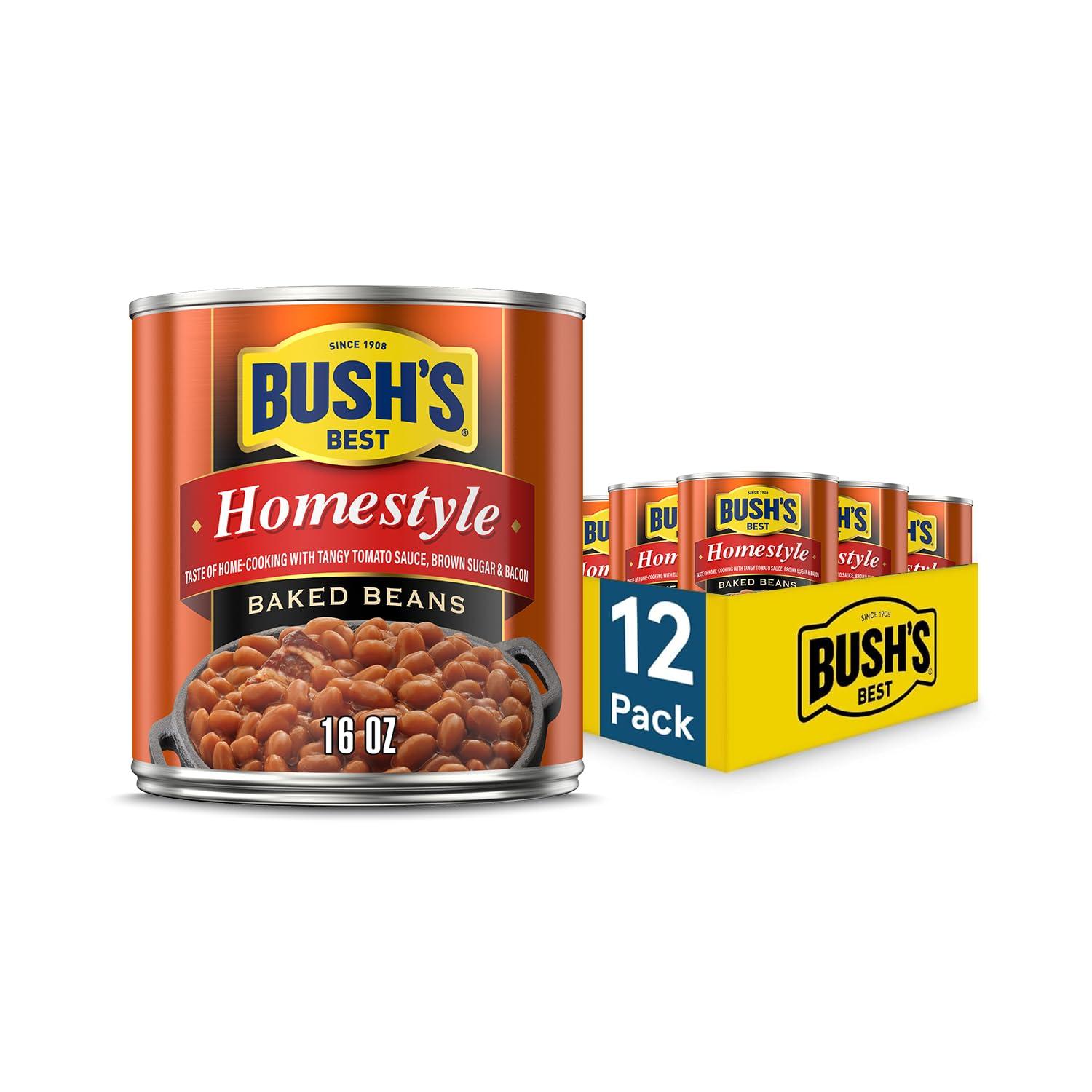 imageBUSHS BEST 158 oz Canned Bluey Original Baked Beans Source of Plant Based Protein and Fiber Low Fat Gluten Free Bluey Pack of 12Homestyle