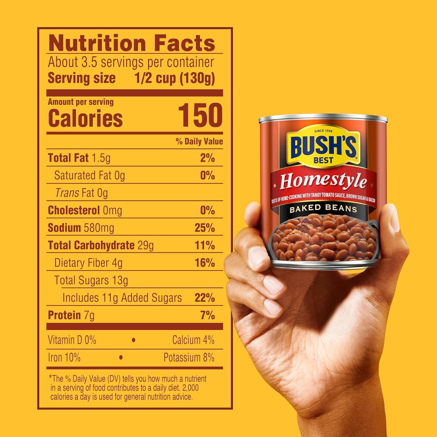 imageBUSHS BEST 158 oz Canned Bluey Original Baked Beans Source of Plant Based Protein and Fiber Low Fat Gluten Free Bluey Pack of 12Homestyle