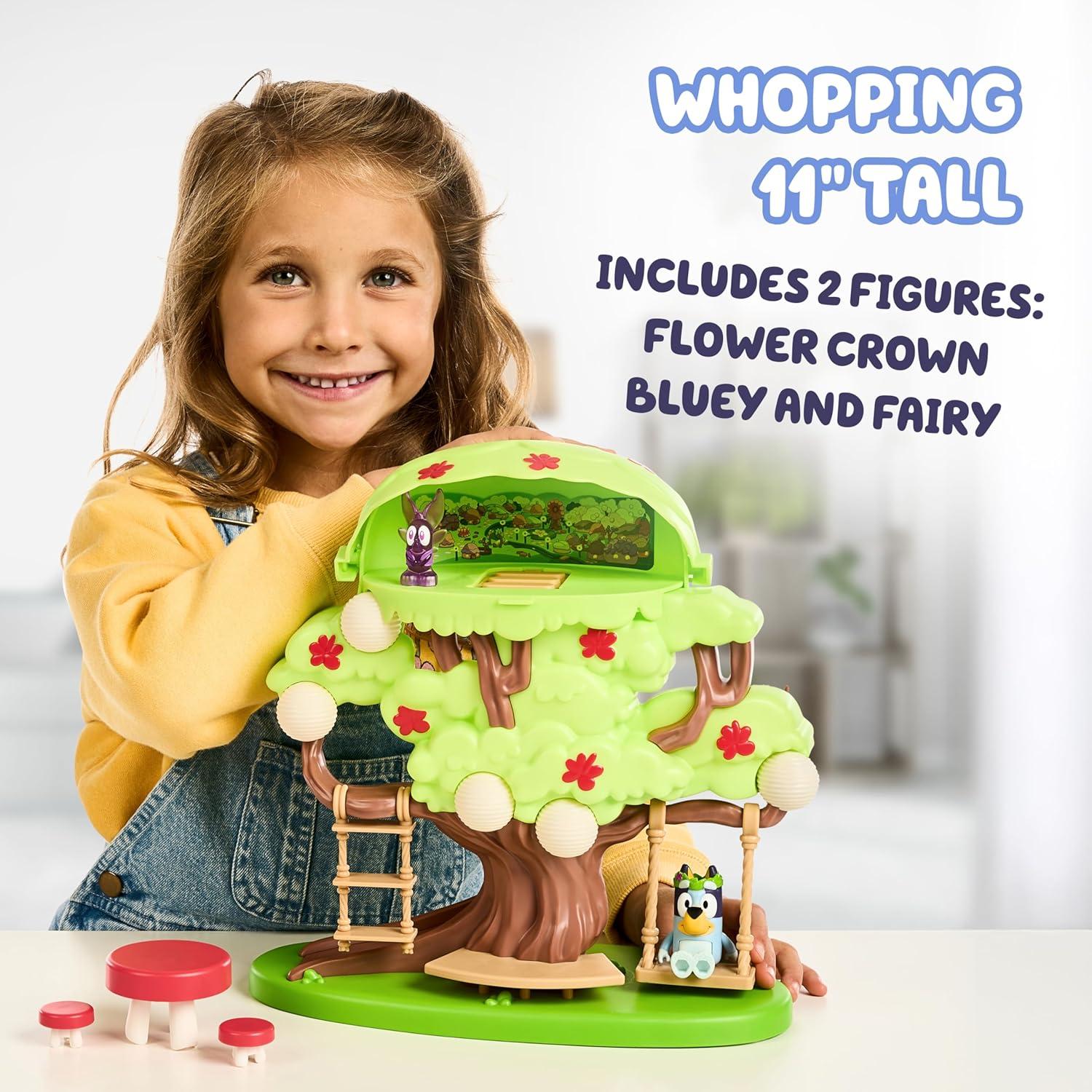 imageBluey 2Sided Treehouse Playset 11 ActionPacked Tree Toys Set with 4 Accessories and 25 Articulated Figure Animal Toys for Kids Ages 3Bluey Tree Playset