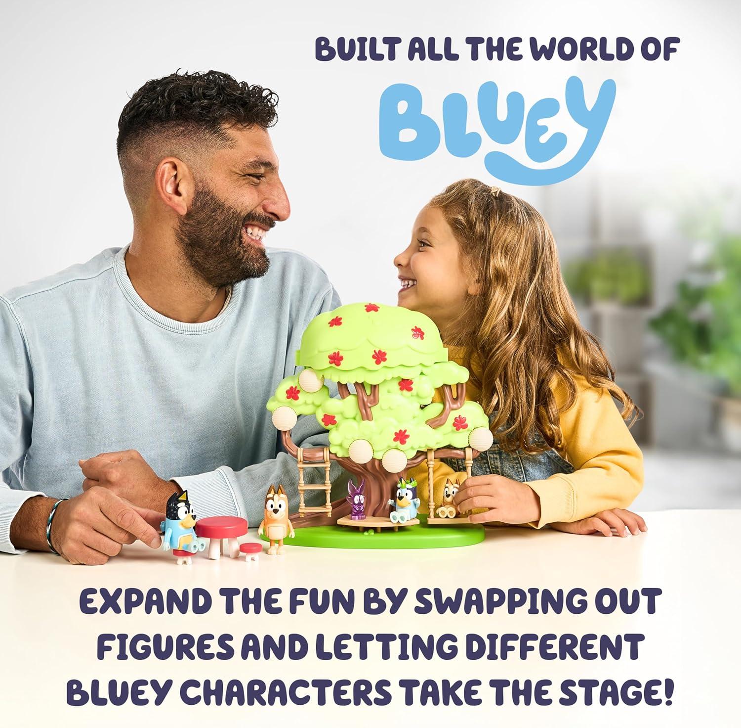 imageBluey 2Sided Treehouse Playset 11 ActionPacked Tree Toys Set with 4 Accessories and 25 Articulated Figure Animal Toys for Kids Ages 3Bluey Tree Playset