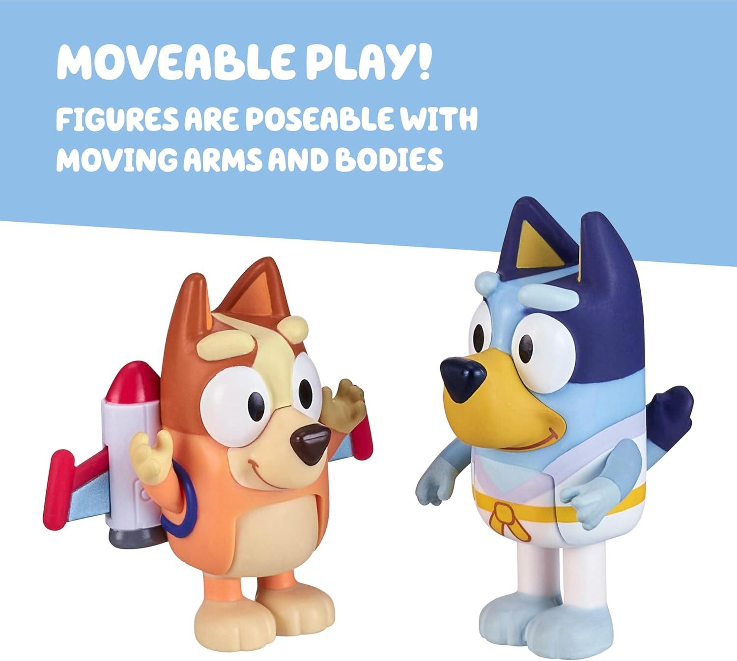 imageBluey Action Heroes Toy Figures Set of 2 Articulated Character Toys with Karate and Jet Pack Figurines Small Action Figures for Kids Ages 3Action Heroes