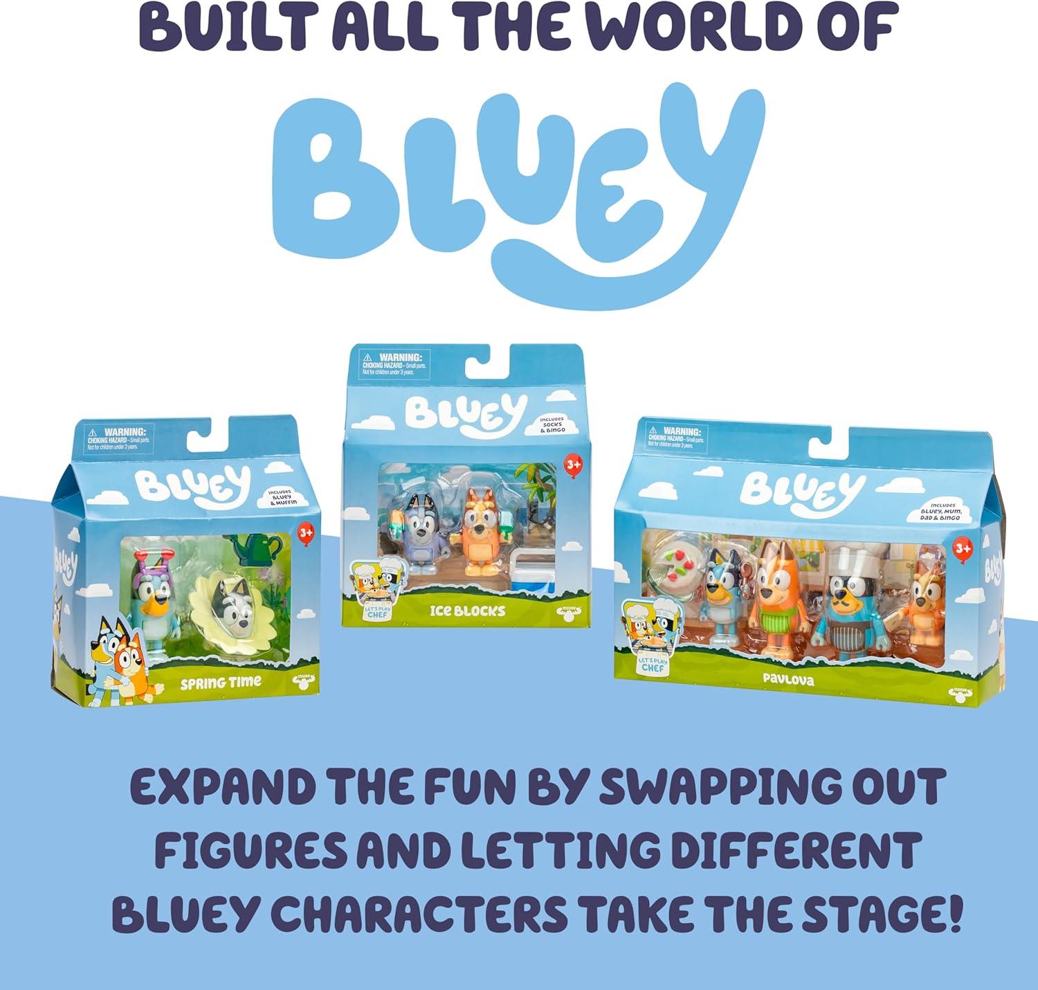 imageBluey Baby Race Toy Figurines Pack of 2 Articulated Character Toys with Chilli and Baby in Cradle Accessory Small Action Figures Ages 3Surprise Blaster Suit