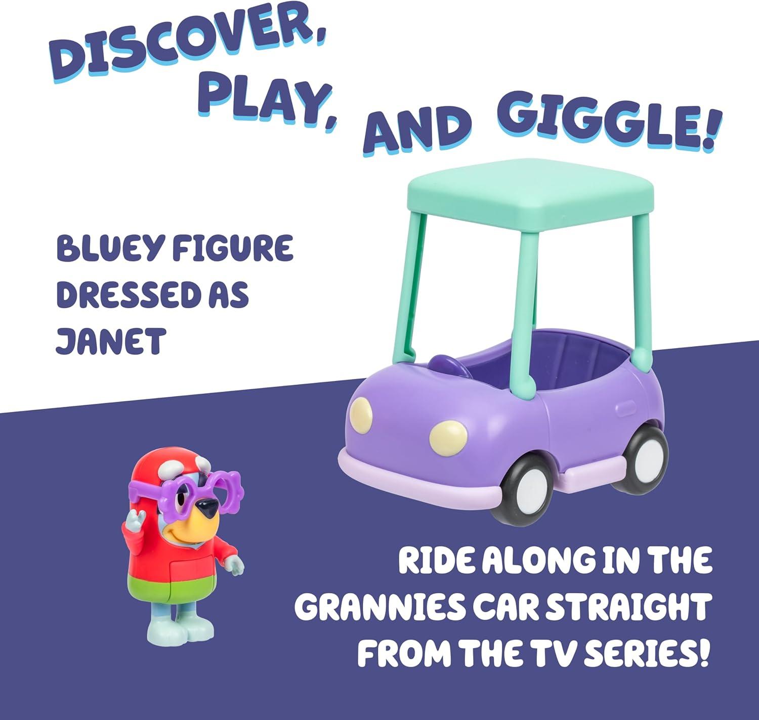 Bluey Basic Granny Toddler Toy Car, 3” Articulated Janet Kids Toy ...