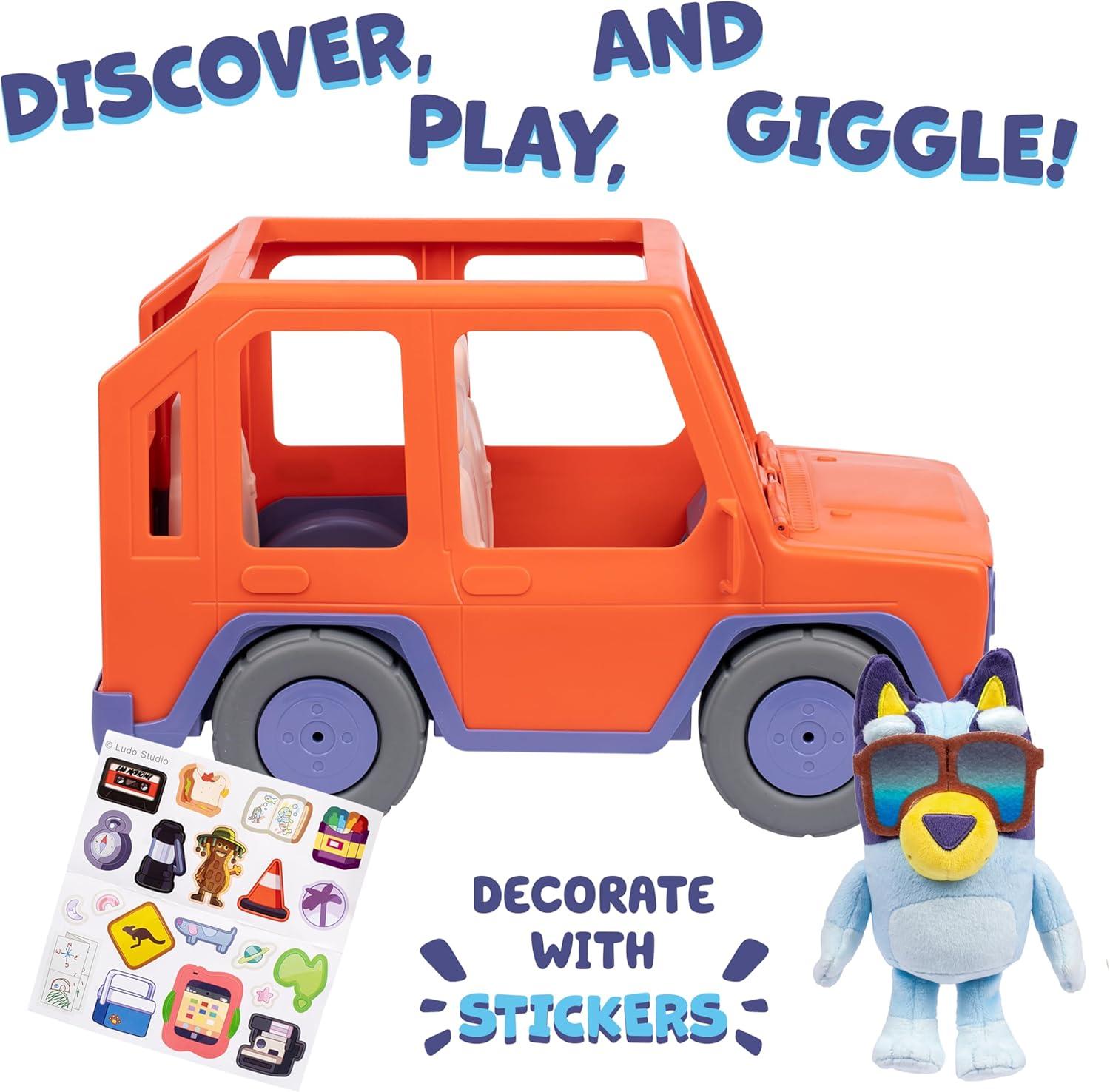 imageBluey Big Heeler 4WD and Family Toddler Toy Car Bingo and Chilli Plush Buddies Opening Hood Storage Bluey Car Toys for Kids 3 Amazon ExclusiveBluey Big Heeler