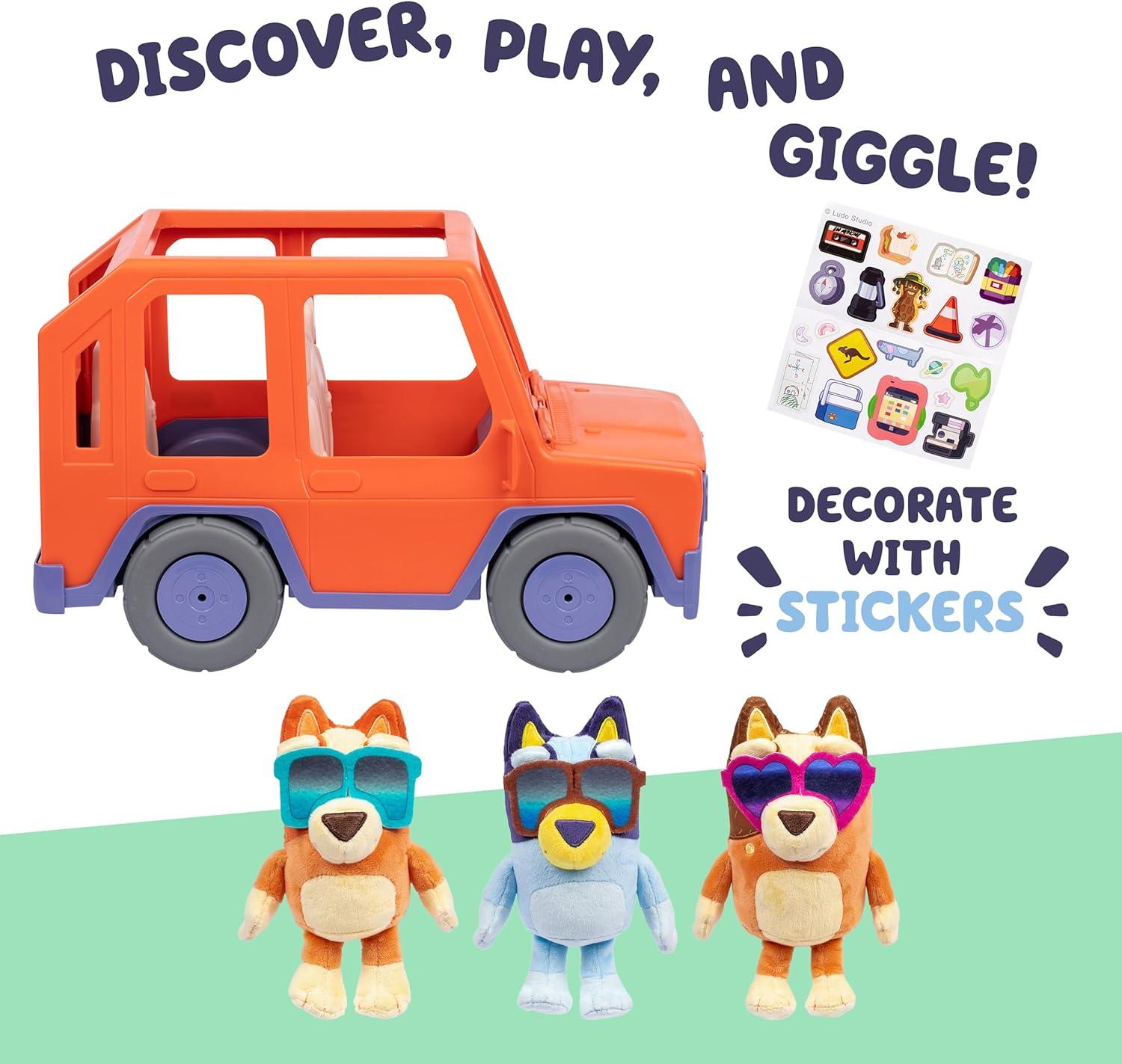 imageBluey Big Heeler 4WD and Family Toddler Toy Car Bingo and Chilli Plush Buddies Opening Hood Storage Bluey Car Toys for Kids 3 Amazon ExclusiveBluey Big Heeler Amazon Exclusive