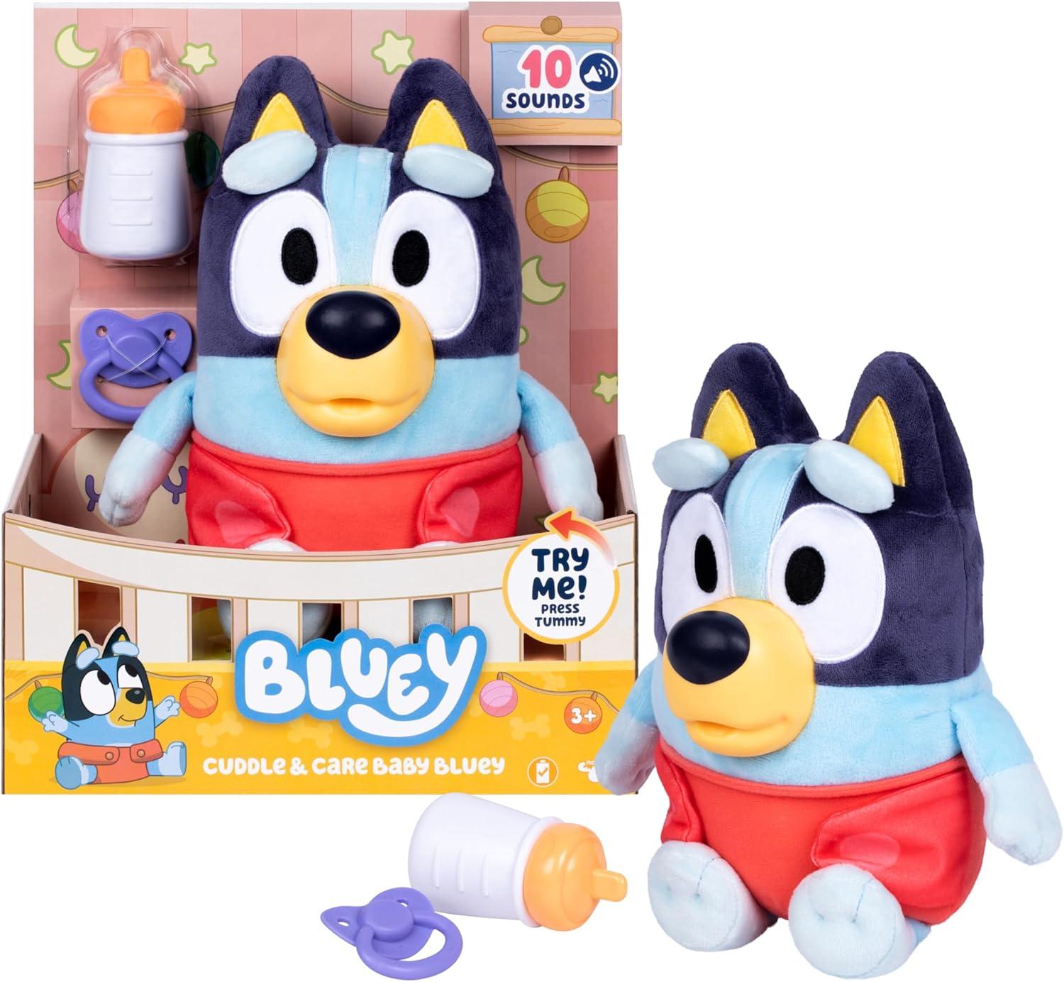 imageBluey Care and Cuddle Soft Baby Toy Plush 11 Interactive Electronic Baby Plush Toy with 10 Different Sounds Cuddly Soft Toys for Ages 3Cuddle Care Baby Bluey