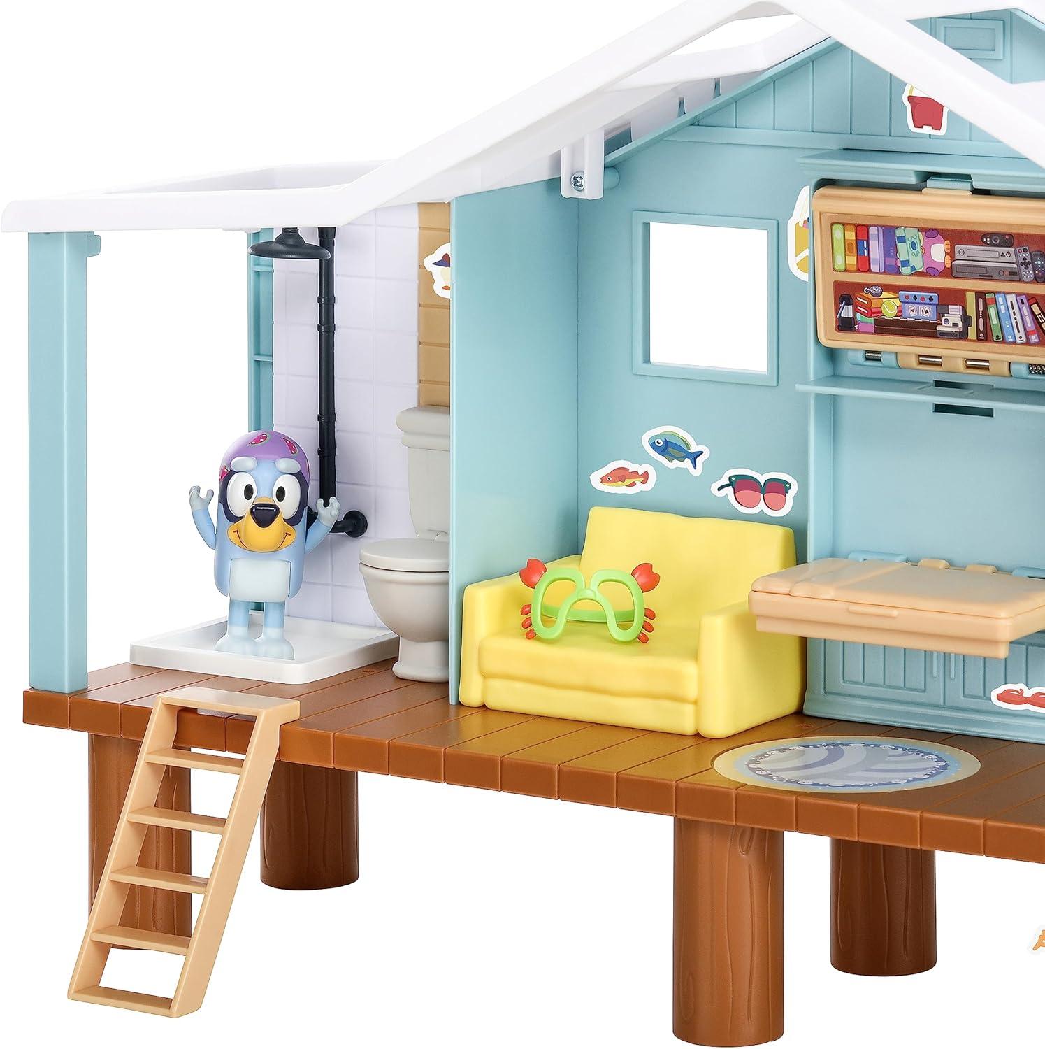 imageBluey Celebration Home Playset Portable Birthday Party Toy House with 11 Removable Accessories and 25 Figure House Toys for Kids of Ages 34 Beach Cabin