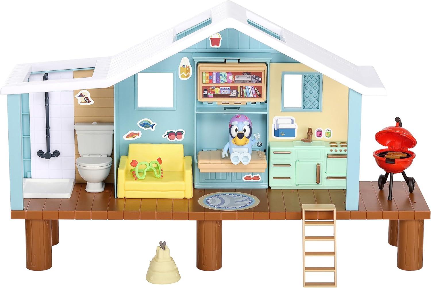 imageBluey Celebration Home Playset Portable Birthday Party Toy House with 11 Removable Accessories and 25 Figure House Toys for Kids of Ages 34 Beach Cabin