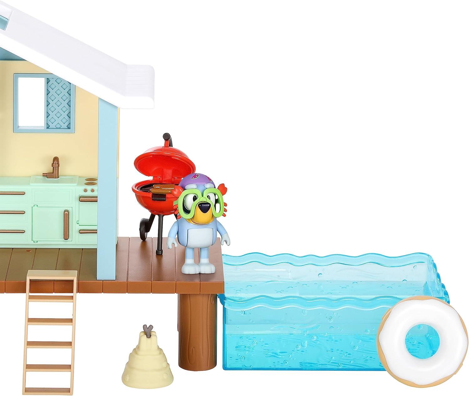 imageBluey Celebration Home Playset Portable Birthday Party Toy House with 11 Removable Accessories and 25 Figure House Toys for Kids of Ages 34 Beach Cabin