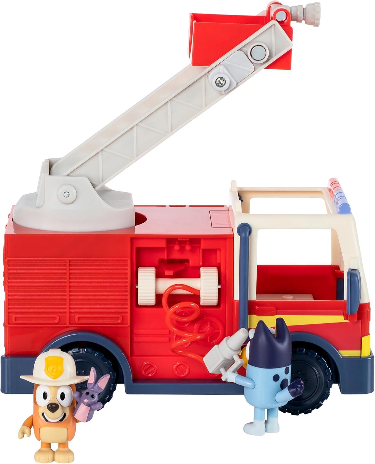 imageBluey Dump Truck Toy Playset Sturdy Working Toy Dump Truck with 2 Articulated Figures and 3 Huge Boulders Construction Toys for Kids of Ages 3Fire Truck