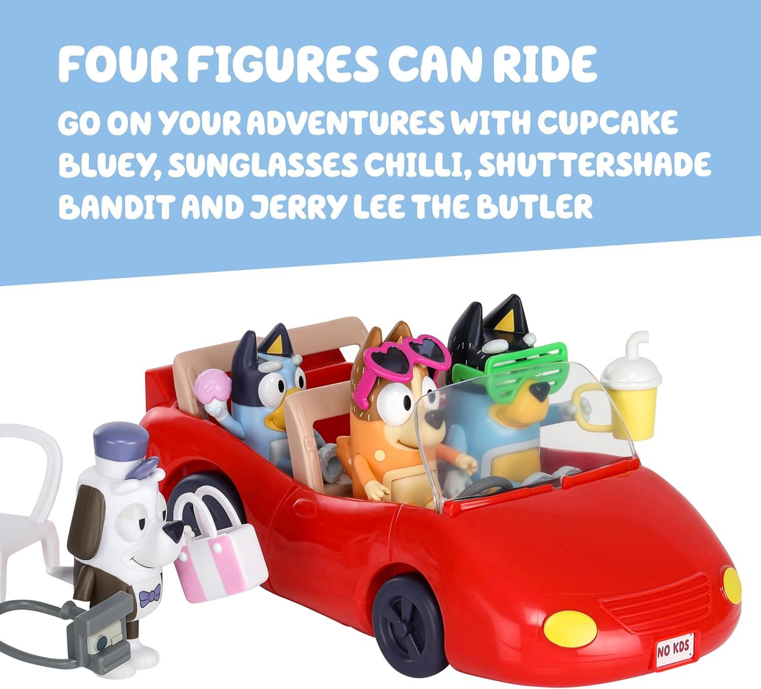imageBluey Figurine 25 amp Escape Convertible Vehicle Playset Robust Toddler Toy Car with 4 Accessories and Stickers Immersive Toys for Kids Ages 3Escape Convertible Amazon Exclusive