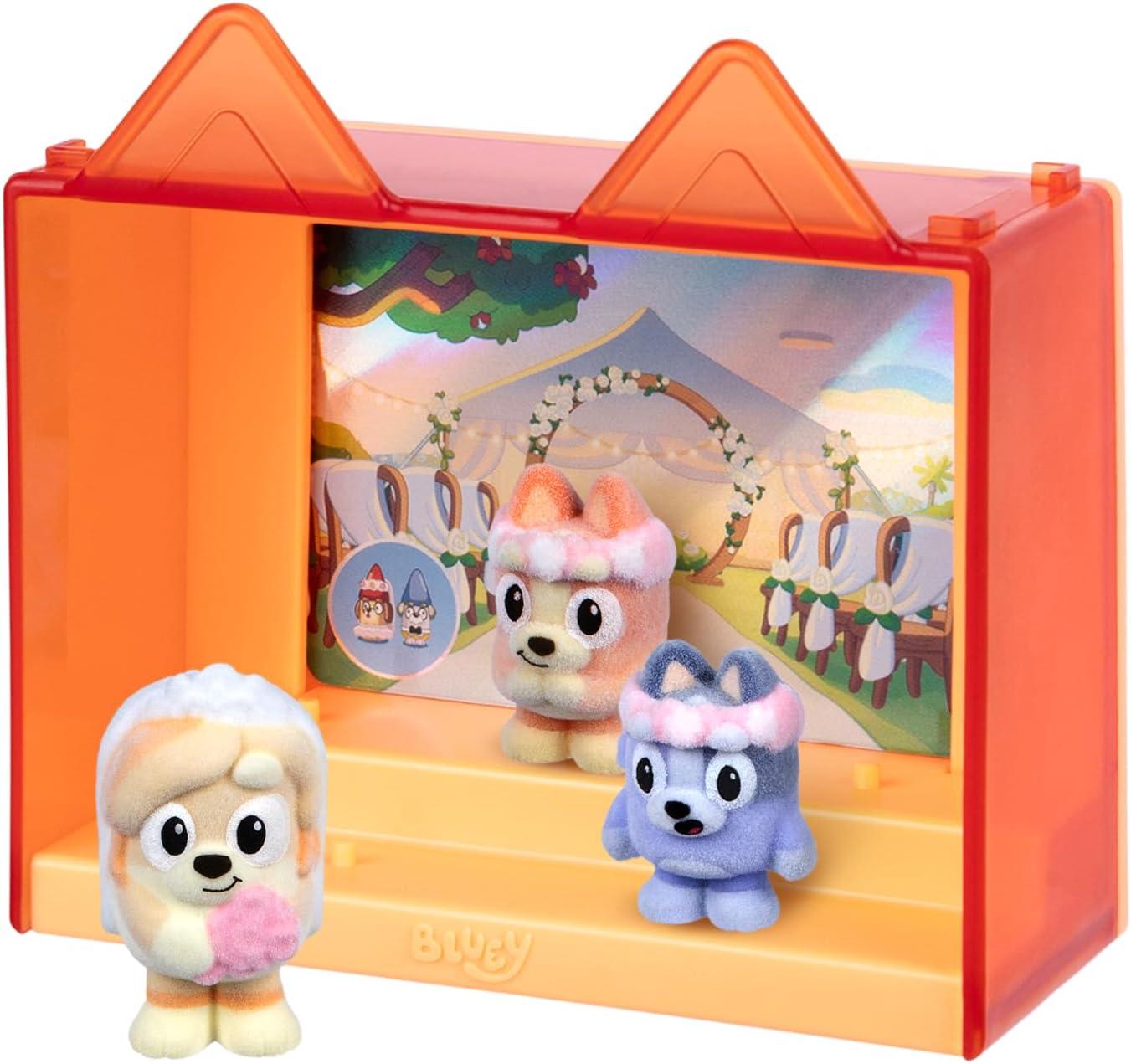 imageBluey Fuzzies Episode Pack Baby Race with 3 Specially Flocked Collectible MiniFigures Incl 1 Exclusive Display Case Foil Trading Card and Collectors Guide 50 MiniFigures to CollectThe Sign