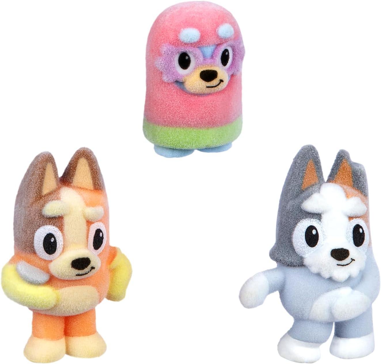 imageBluey Fuzzies Episode Pack Baby Race with 3 Specially Flocked Collectible MiniFigures Incl 1 Exclusive Display Case Foil Trading Card and Collectors Guide 50 MiniFigures to CollectGrannies