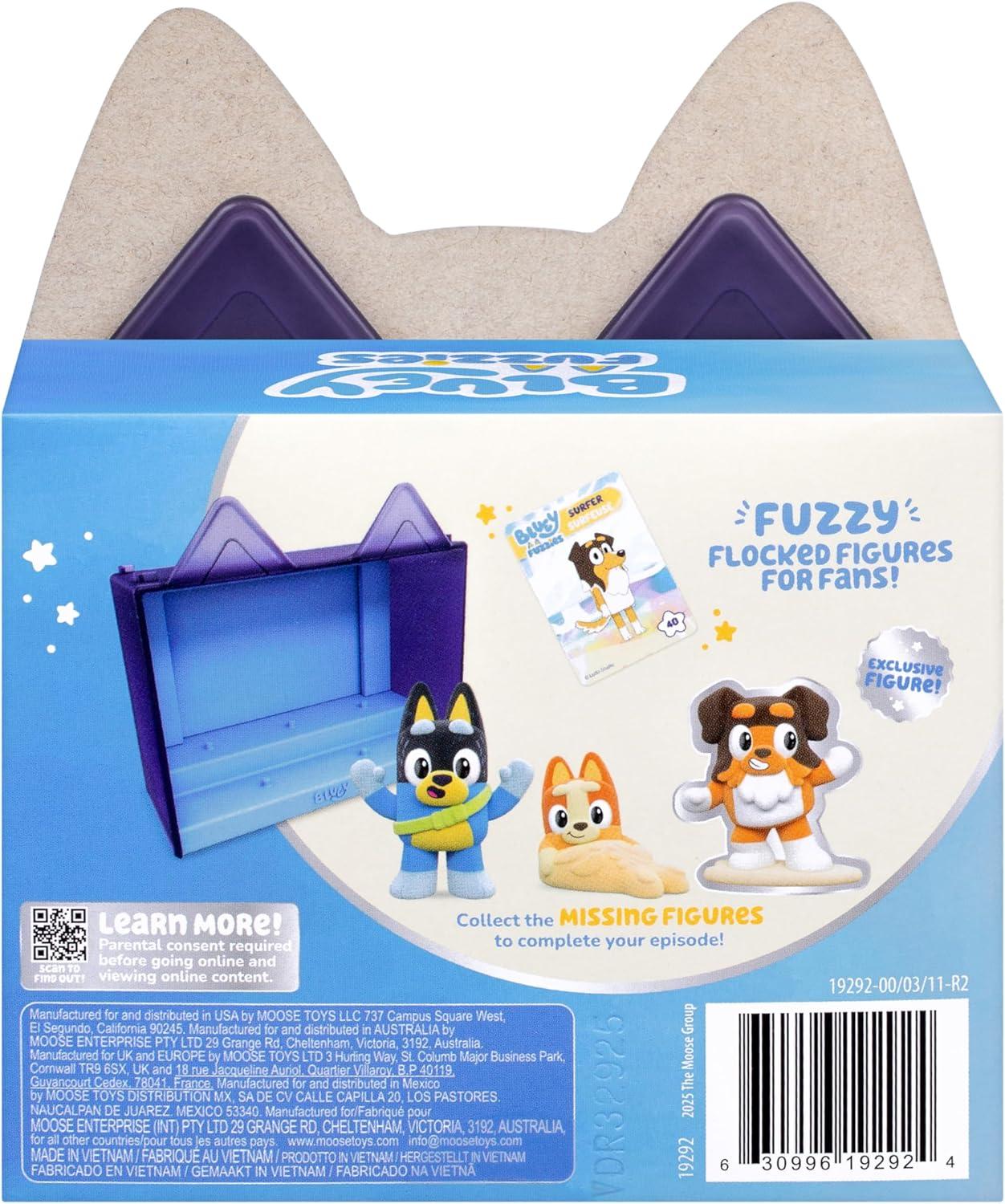 imageBluey Fuzzies Episode Pack Baby Race with 3 Specially Flocked Collectible MiniFigures Incl 1 Exclusive Display Case Foil Trading Card and Collectors Guide 50 MiniFigures to CollectThe Beach