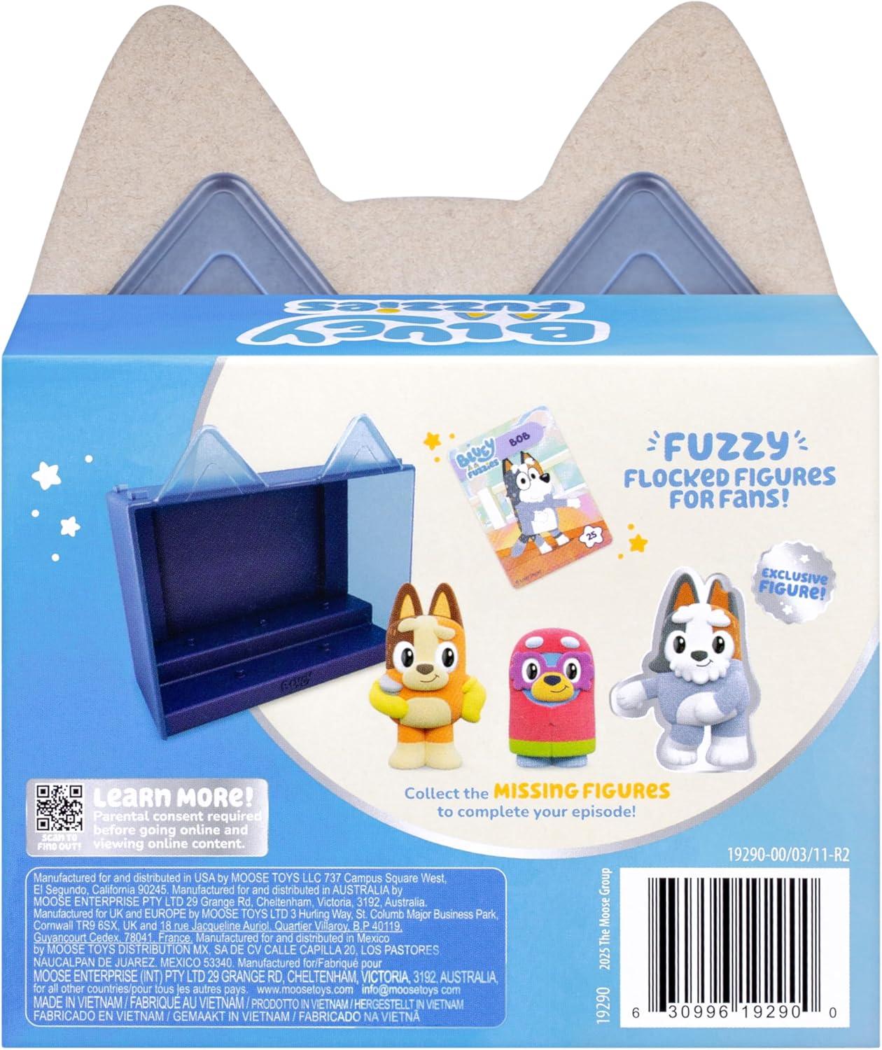 imageBluey Fuzzies Episode Pack Baby Race with 3 Specially Flocked Collectible MiniFigures Incl 1 Exclusive Display Case Foil Trading Card and Collectors Guide 50 MiniFigures to CollectGrannies