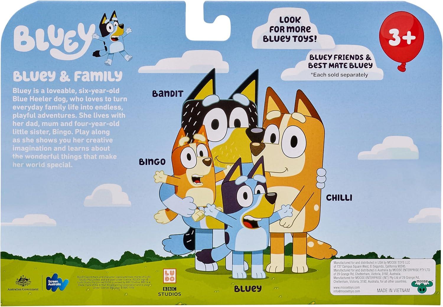 imageBluey Halloween Figures Pack of 4 Robust Articulated Character Toys with Bingo Chloe and Lucky Figurines Small Action Figures for Kids Ages 32 Bluey Family