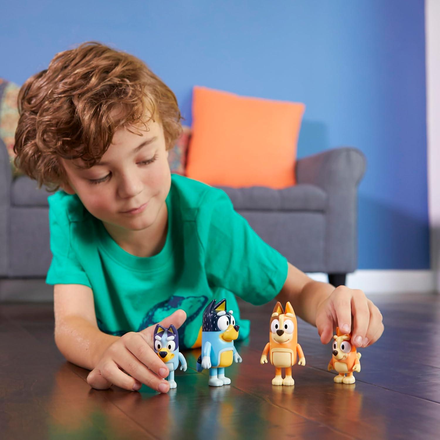 imageBluey Halloween Figures Pack of 4 Robust Articulated Character Toys with Bingo Chloe and Lucky Figurines Small Action Figures for Kids Ages 32 Bluey Family