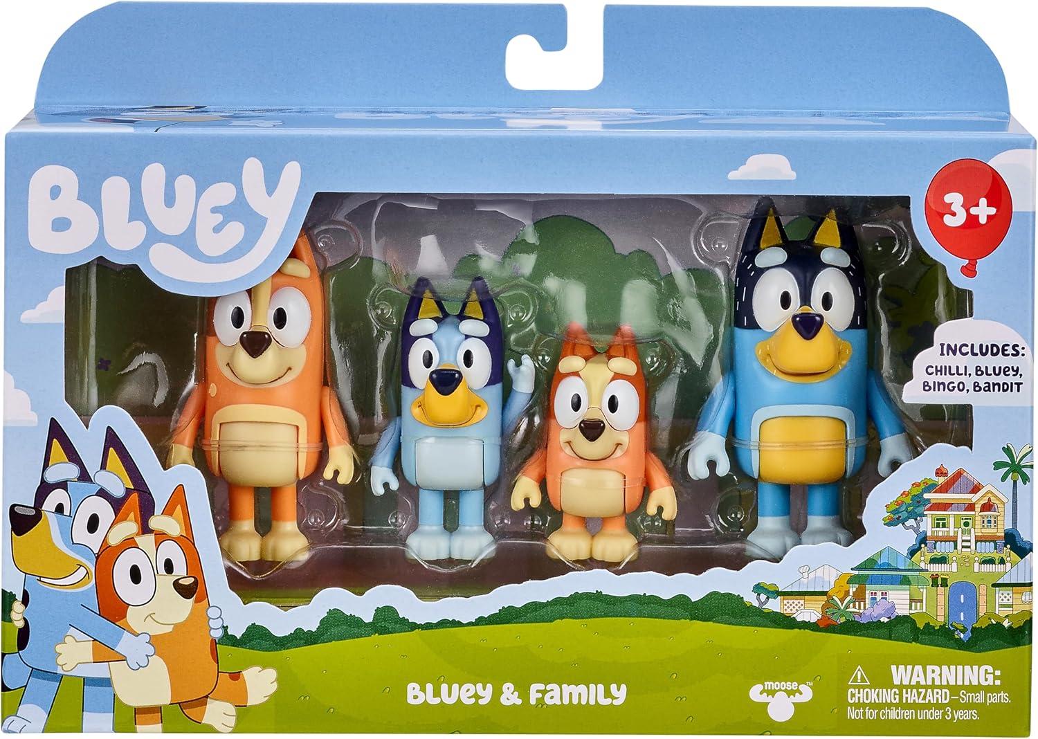 imageBluey Halloween Figures Pack of 4 Robust Articulated Character Toys with Bingo Chloe and Lucky Figurines Small Action Figures for Kids Ages 32 Bluey Family