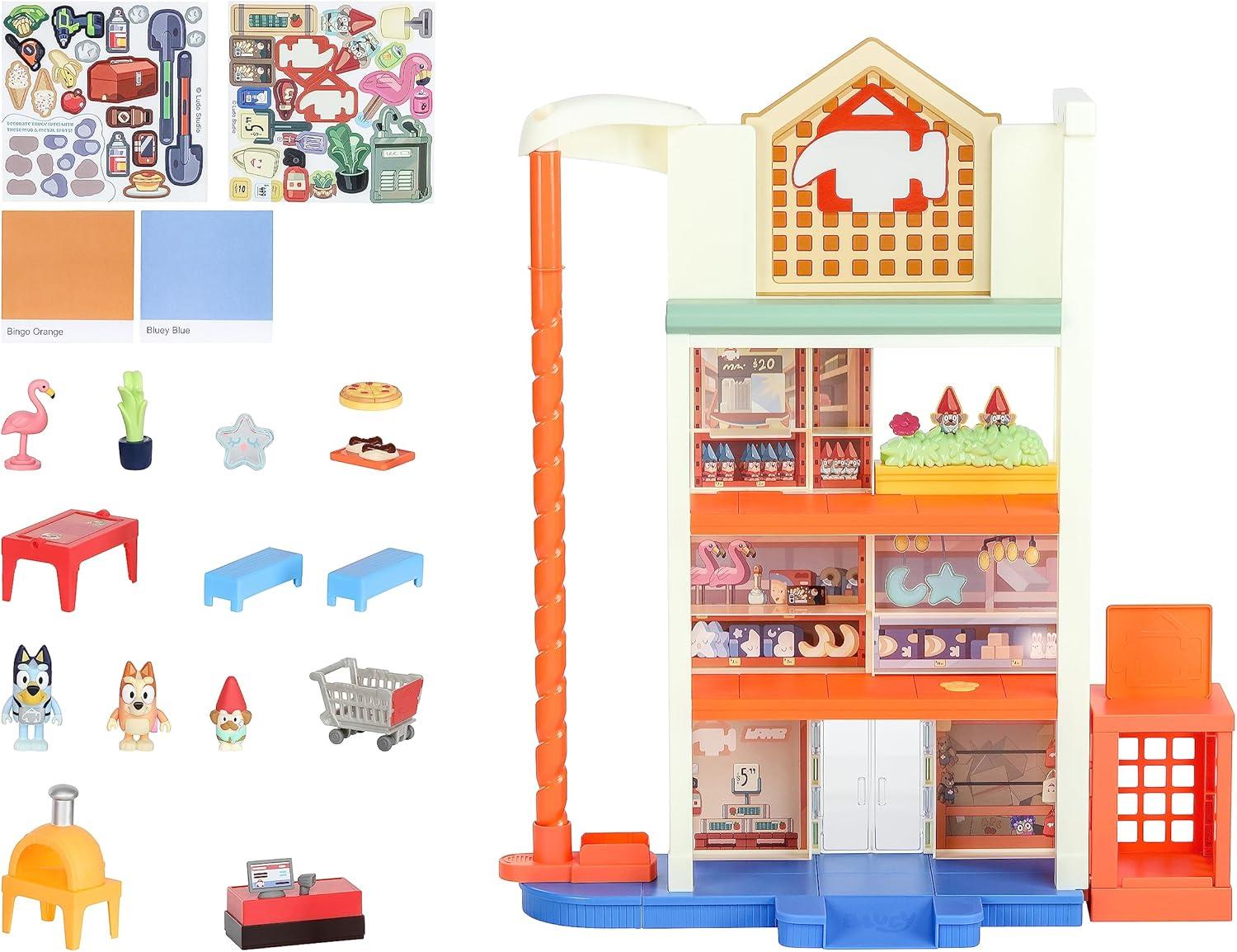 imageBluey Hammerbarn Shopping Playset 4 Level 22 Tall Playset with Working Lift and Trolley Return Including Lights and 45 Sounds