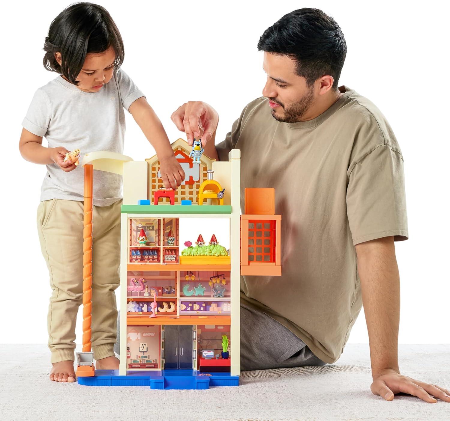 imageBluey Hammerbarn Shopping Playset 4 Level 22 Tall Playset with Working Lift and Trolley Return Including Lights and 45 Sounds