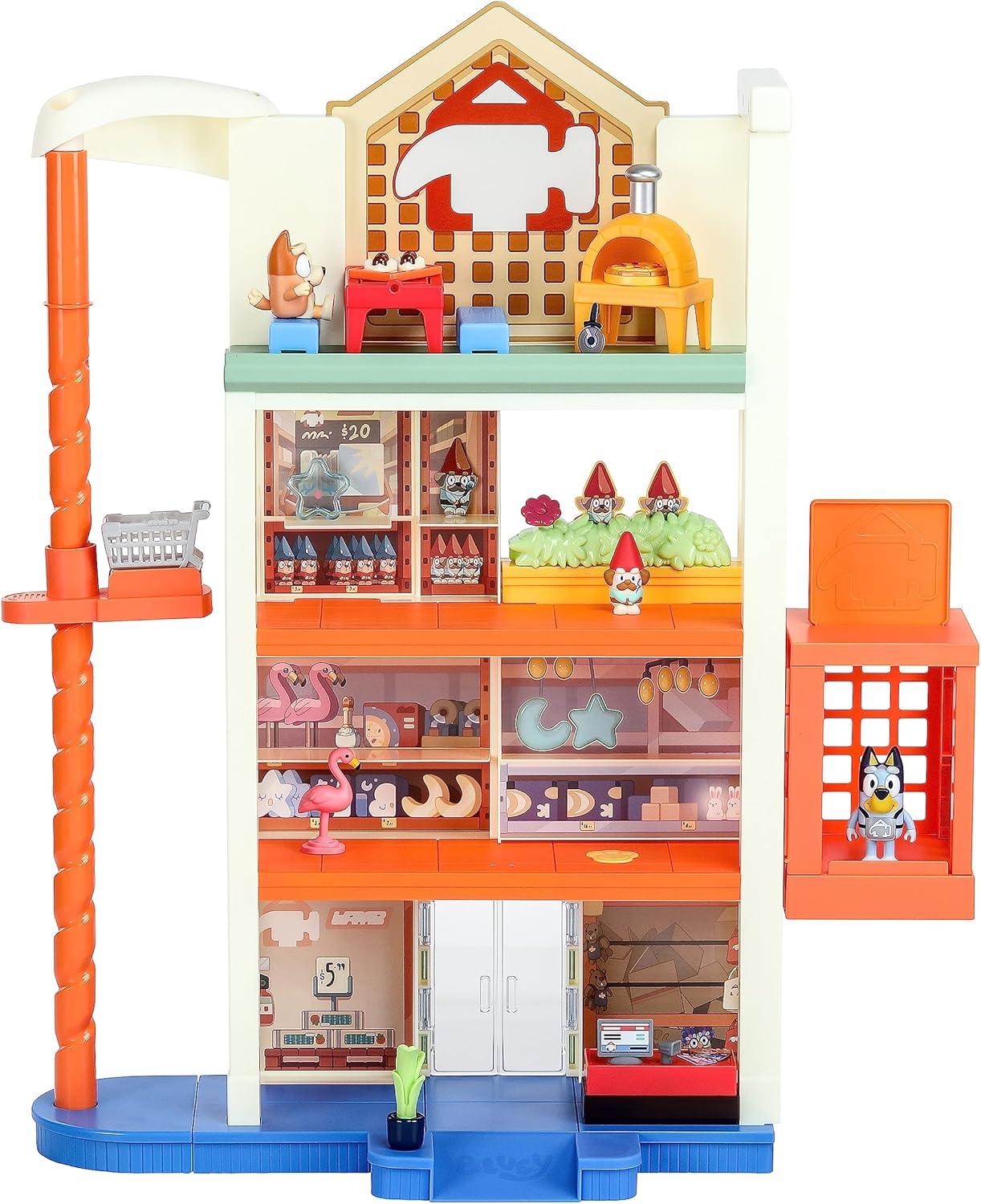 imageBluey Hammerbarn Shopping Playset 4 Level 22 Tall Playset with Working Lift and Trolley Return Including Lights and 45 Sounds