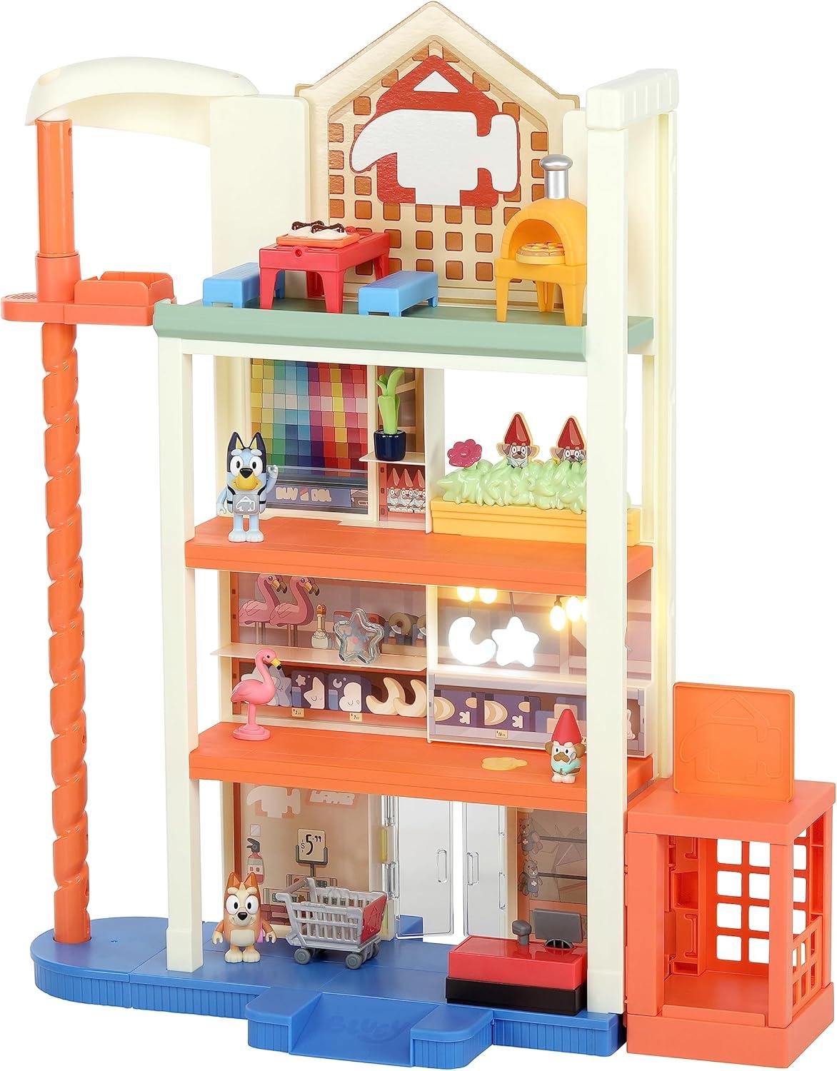 imageBluey Hammerbarn Shopping Playset 4 Level 22 Tall Playset with Working Lift and Trolley Return Including Lights and 45 Sounds