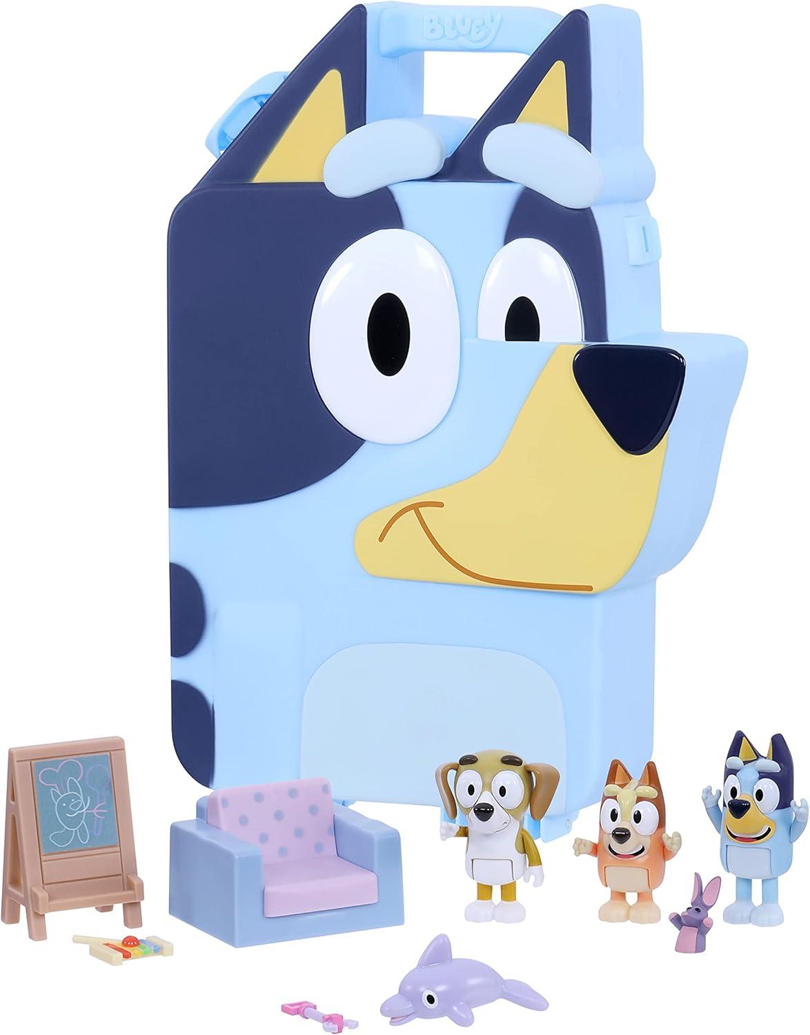imageBluey Juice Bar Toy Playset Figures Pretend Play Toys for Toddlers 35 Kids Kitchen Playset with Accessories No Batteries RequiredCollector Case and Figures