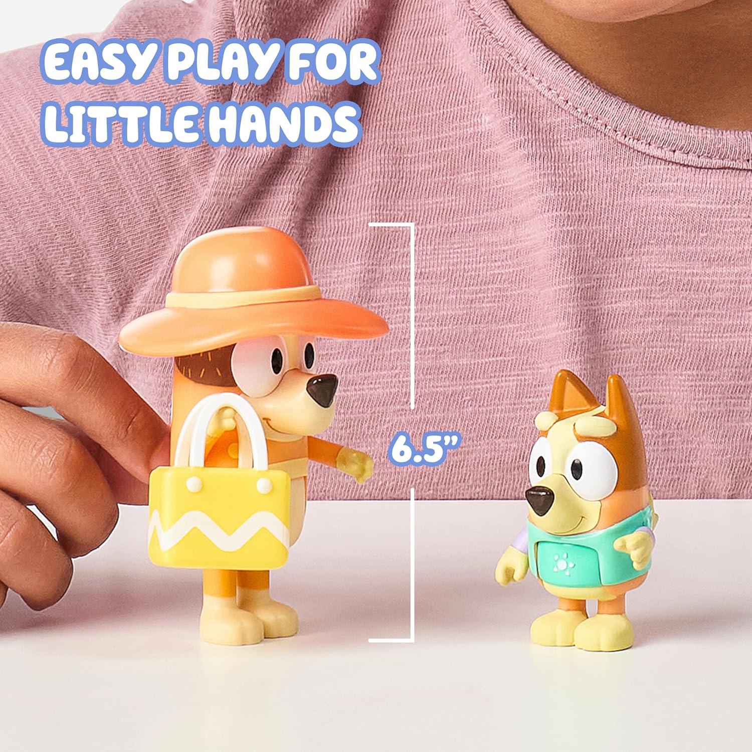 imageBluey Pass The Parcel Figurine Toys Pack of 4 Character Toys with Bingo Luckys Dad and Lila Figures Small Action Figures for Kids Ages 3Beach Day