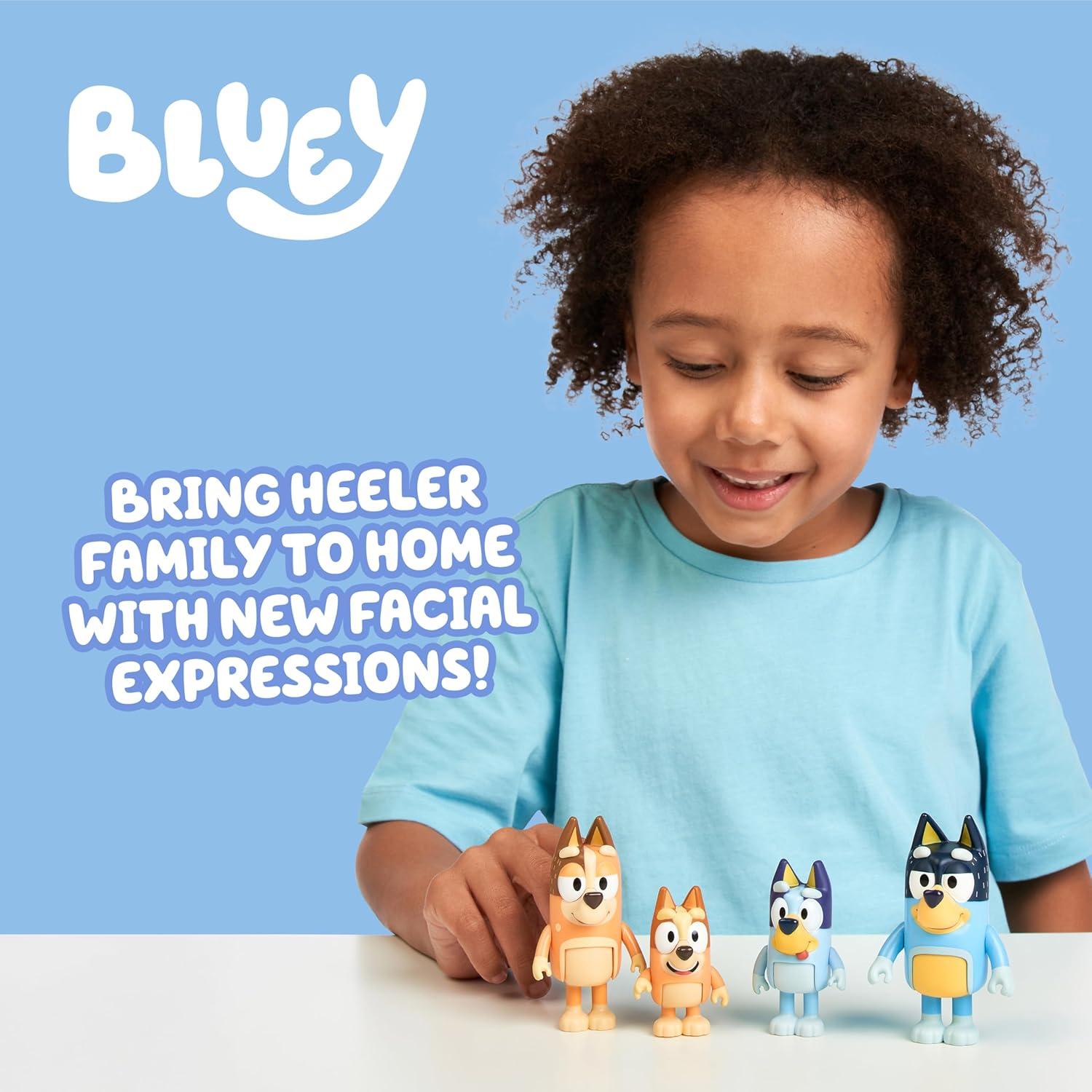 imageBluey Pass The Parcel Figurine Toys Pack of 4 Character Toys with Bingo Luckys Dad and Lila Figures Small Action Figures for Kids Ages 3Bluey Family New Expressions