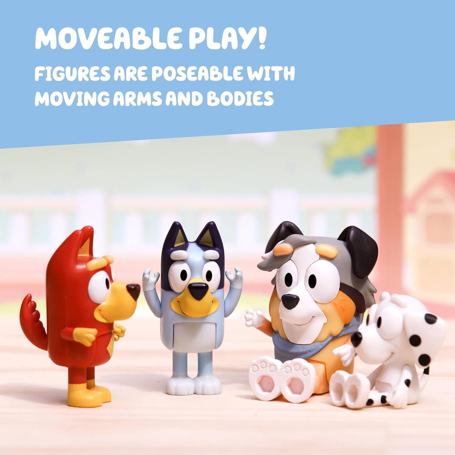 imageBluey Pass The Parcel Figurine Toys Pack of 4 Character Toys with Bingo Luckys Dad and Lila Figures Small Action Figures for Kids Ages 3School Pack