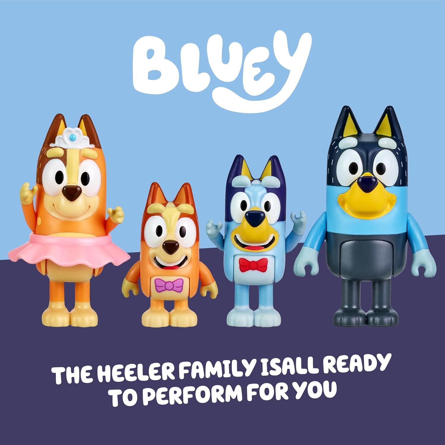 imageBluey Pass The Parcel Figurine Toys Pack of 4 Character Toys with Bingo Luckys Dad and Lila Figures Small Action Figures for Kids Ages 3The Show