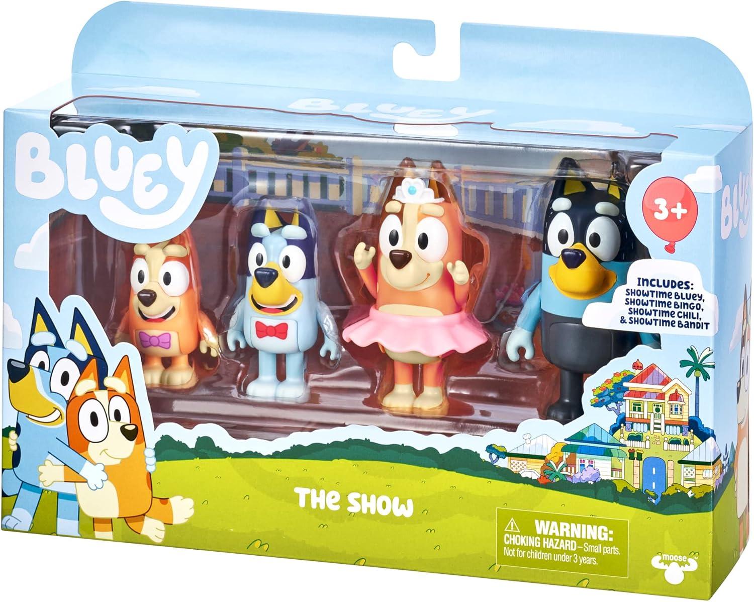 imageBluey Pass The Parcel Figurine Toys Pack of 4 Character Toys with Bingo Luckys Dad and Lila Figures Small Action Figures for Kids Ages 3The Show
