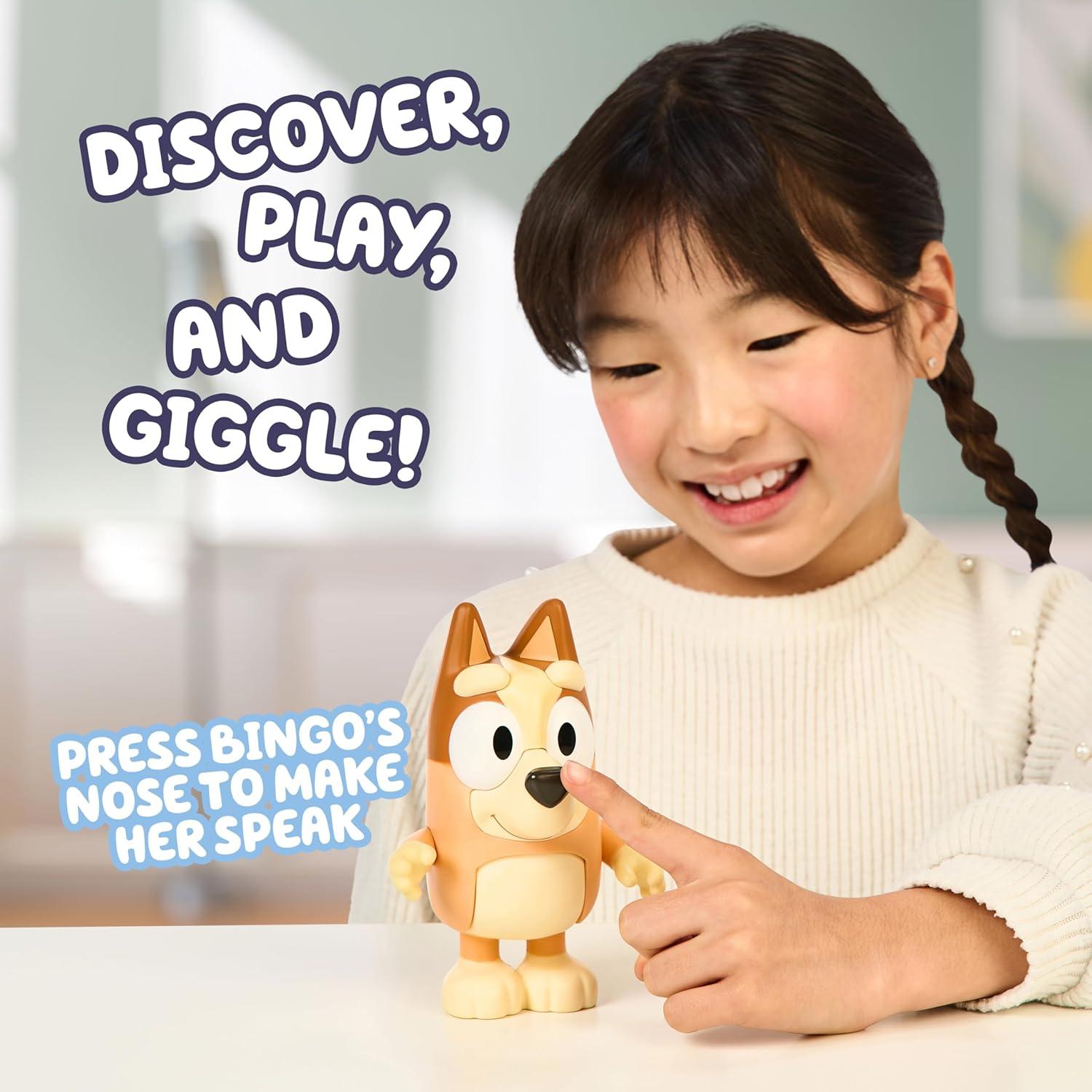 imageBluey Talking Bingo Chat Mates Toy Articulated Talking Kids Toy with 10 Iconic Phrases Interactive Play Figure Toys for Kids Ages 3Bingo