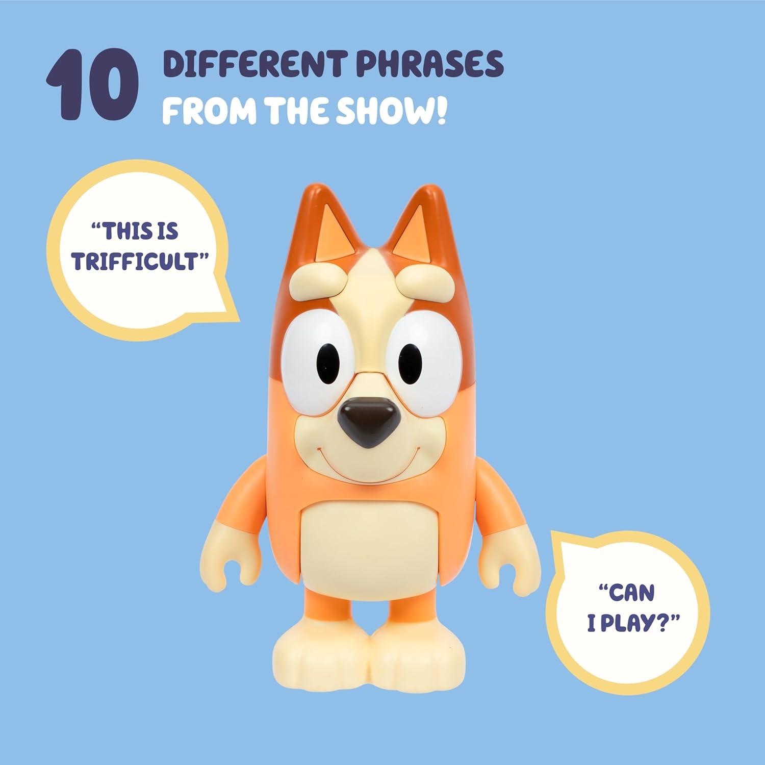 imageBluey Talking Bingo Chat Mates Toy Articulated Talking Kids Toy with 10 Iconic Phrases Interactive Play Figure Toys for Kids Ages 3Bingo