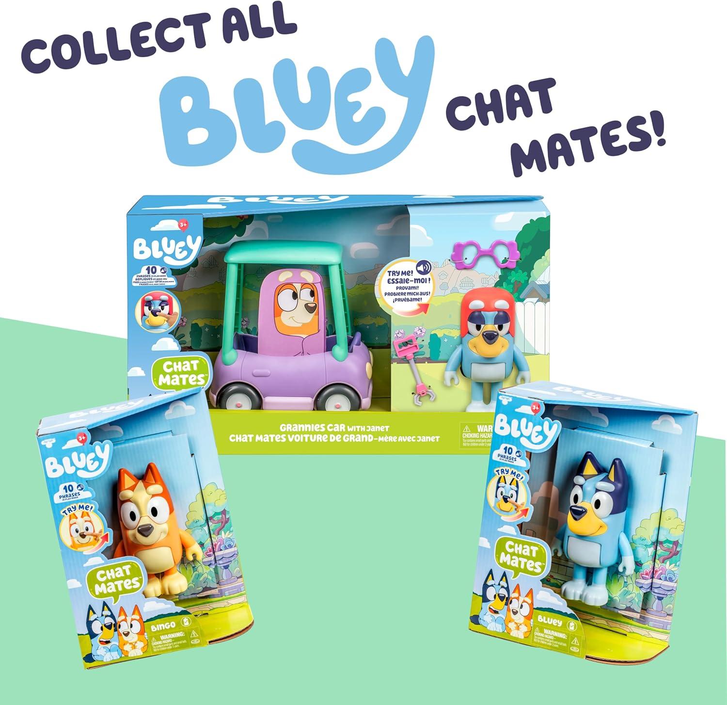 imageBluey Talking Bingo Chat Mates Toy Articulated Talking Kids Toy with 10 Iconic Phrases Interactive Play Figure Toys for Kids Ages 3Bingo