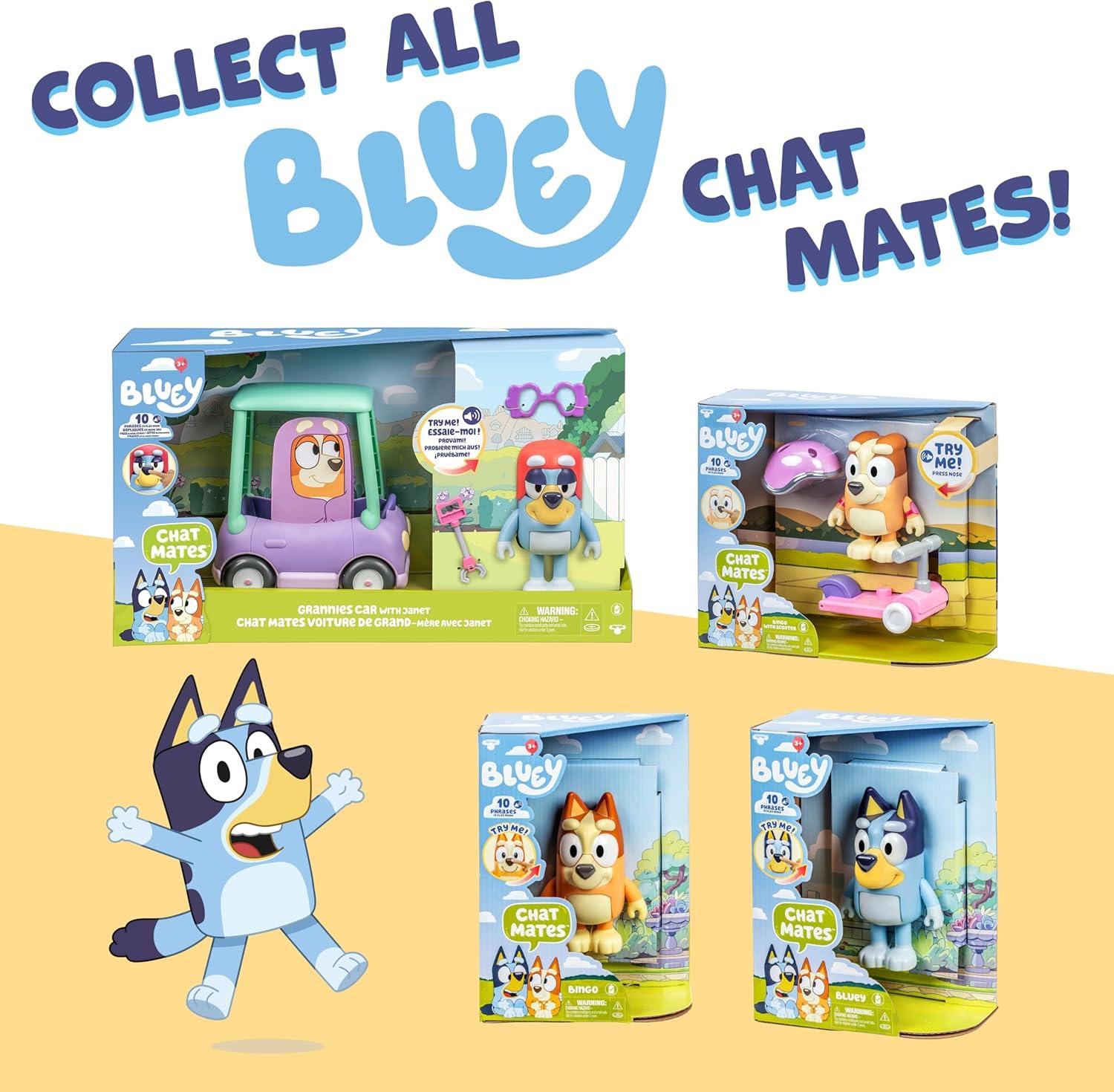 imageBluey Talking Bingo Chat Mates Toy Articulated Talking Kids Toy with 10 Iconic Phrases Interactive Play Figure Toys for Kids Ages 3Scooter Bingo