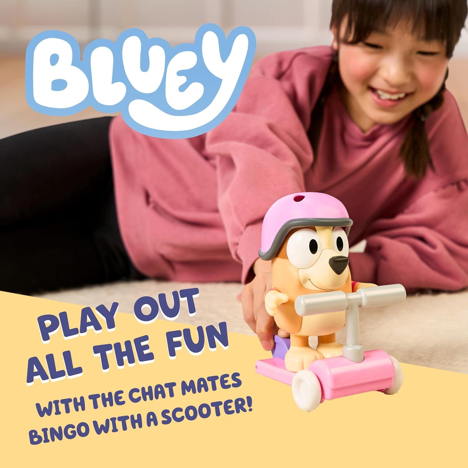 imageBluey Talking Bingo Chat Mates Toy Articulated Talking Kids Toy with 10 Iconic Phrases Interactive Play Figure Toys for Kids Ages 3Scooter Bingo