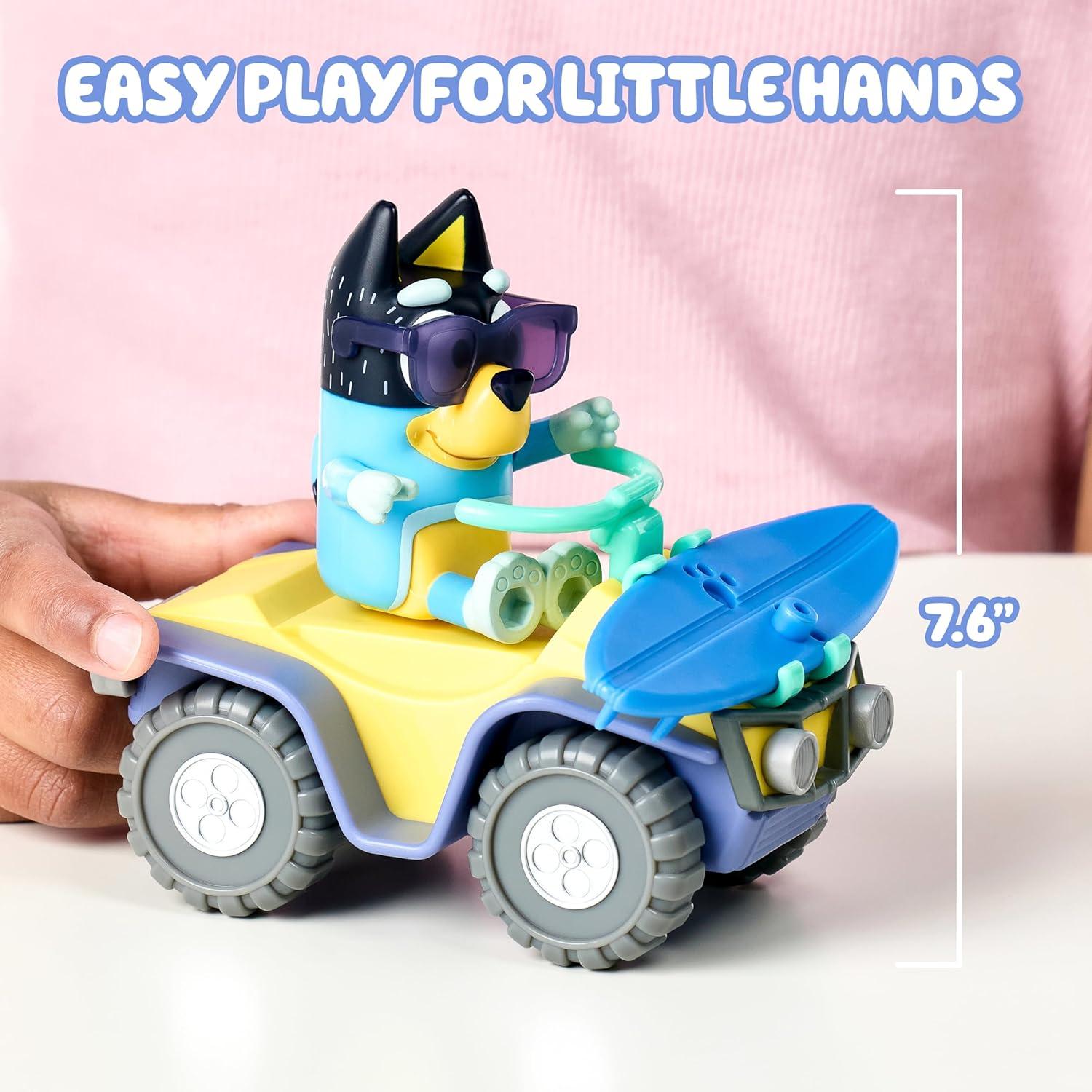 imageBluey Vehicle amp Figures Ice Cream Cart Toy Playset Portable Ice Cream Push Cart with 25 Articulated Bingo Figure Play Food Truck for Kids Ages 3Beach Quad with Bandit