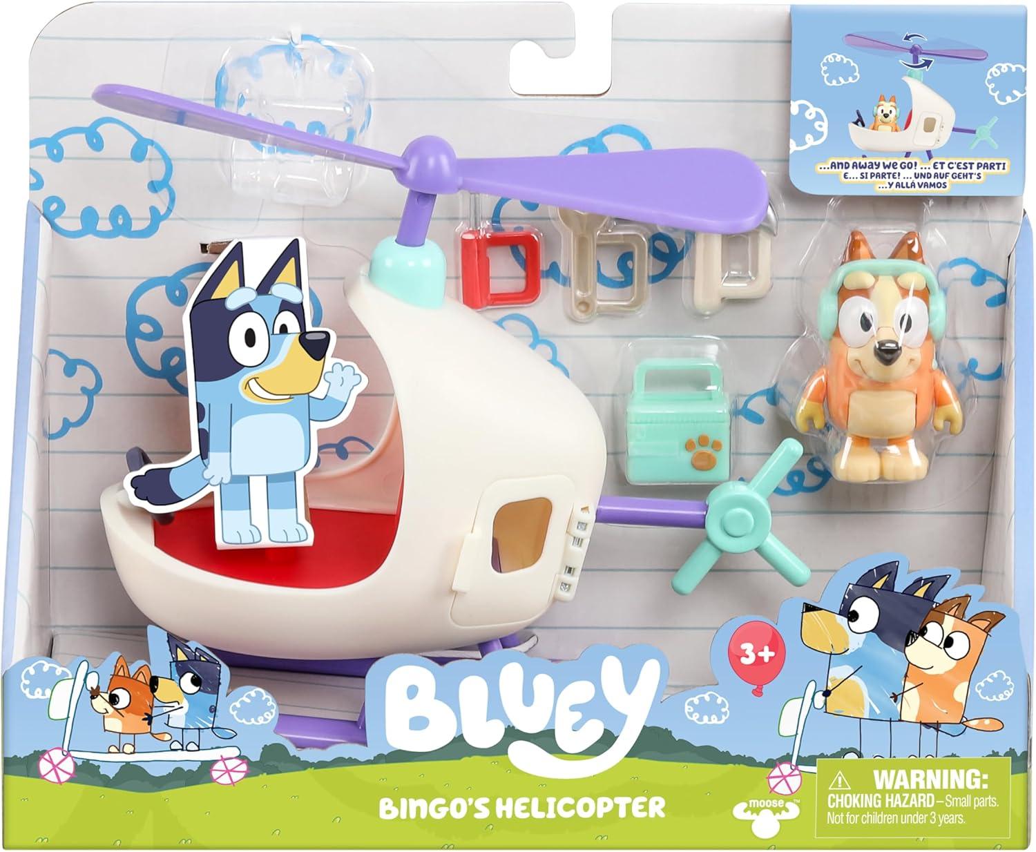 imageBluey Vehicle amp Figures Ice Cream Cart Toy Playset Portable Ice Cream Push Cart with 25 Articulated Bingo Figure Play Food Truck for Kids Ages 3Bingos Helicopter