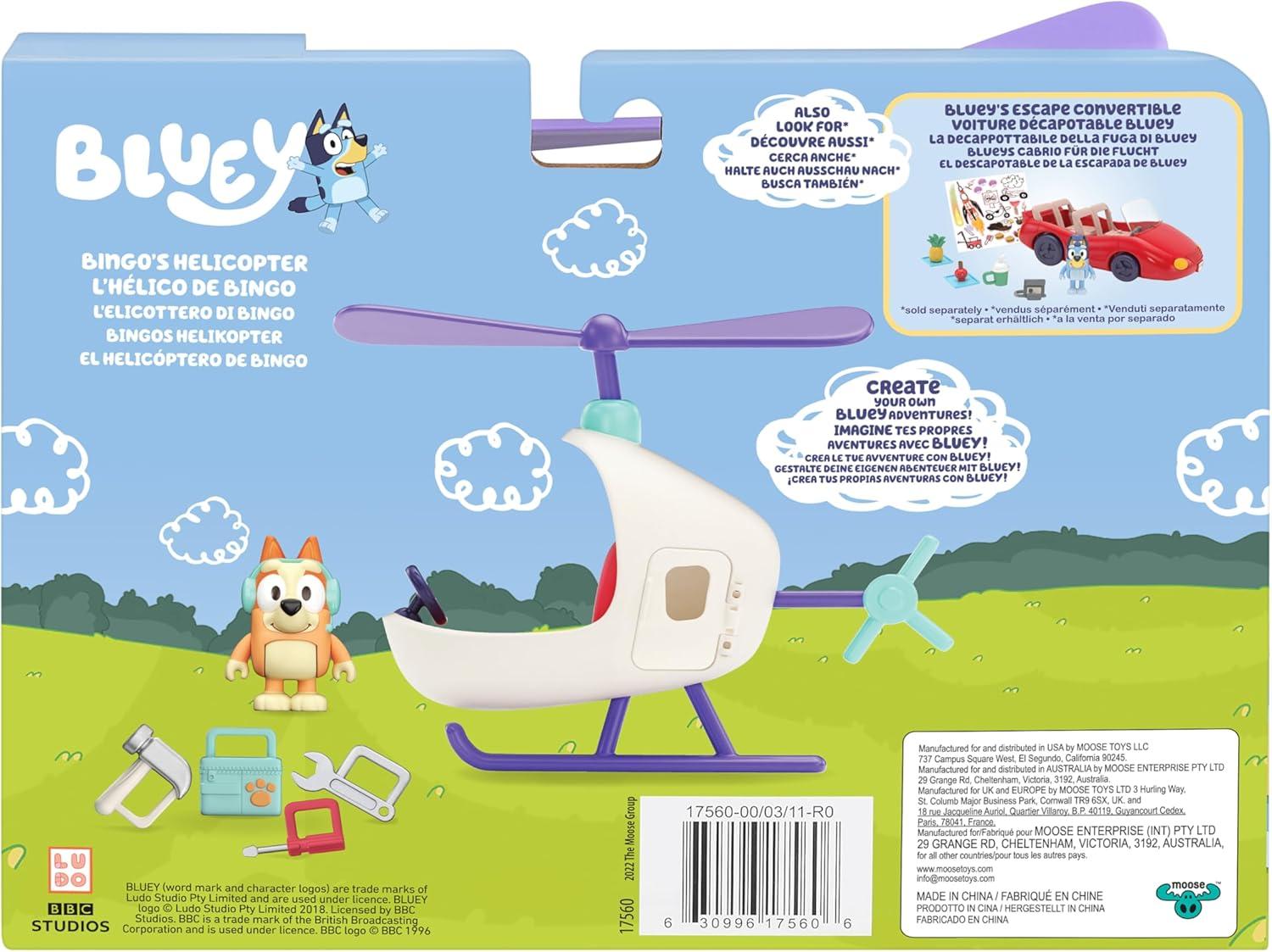 imageBluey Vehicle amp Figures Ice Cream Cart Toy Playset Portable Ice Cream Push Cart with 25 Articulated Bingo Figure Play Food Truck for Kids Ages 3Bingos Helicopter
