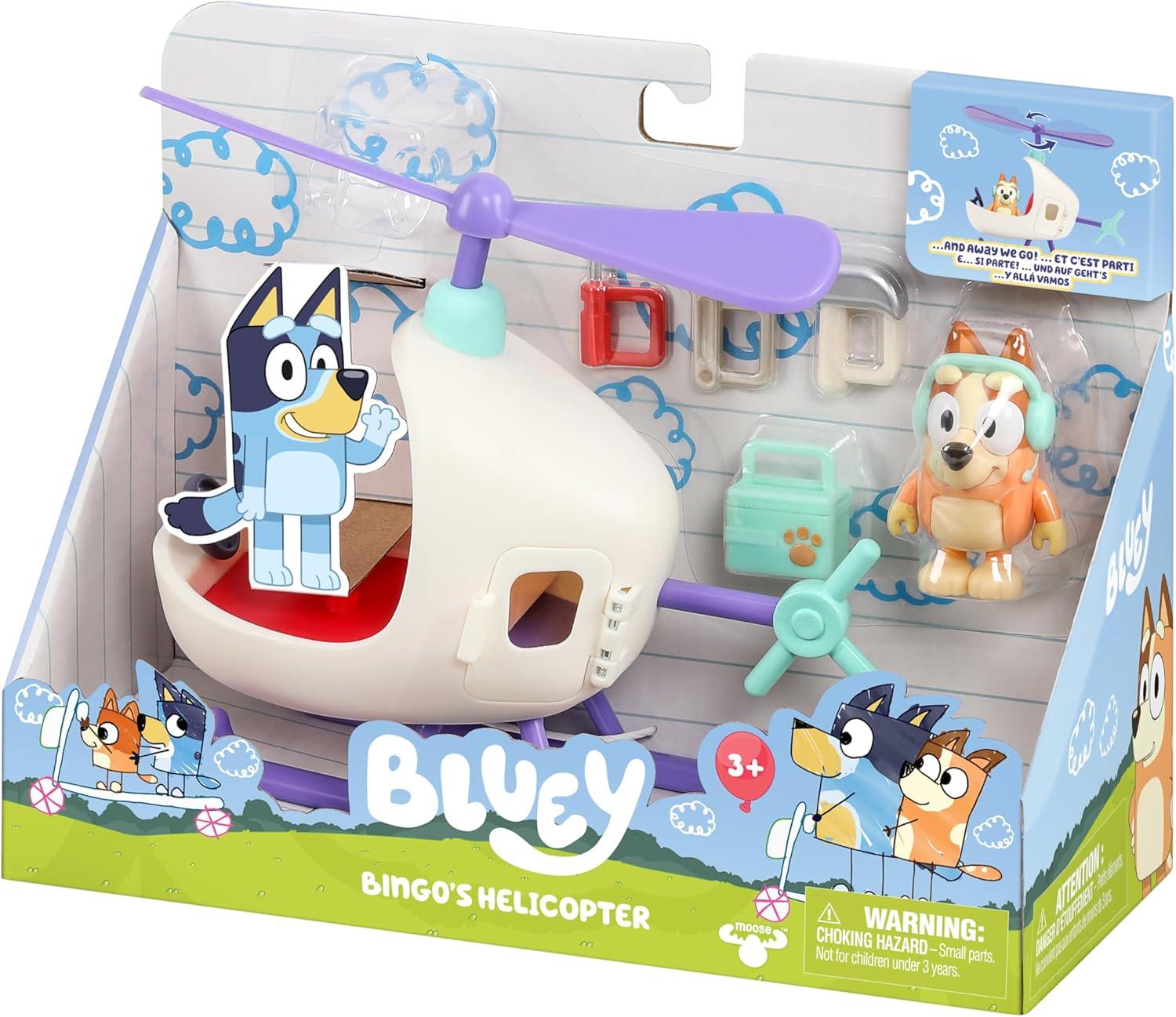 imageBluey Vehicle amp Figures Ice Cream Cart Toy Playset Portable Ice Cream Push Cart with 25 Articulated Bingo Figure Play Food Truck for Kids Ages 3Bingos Helicopter