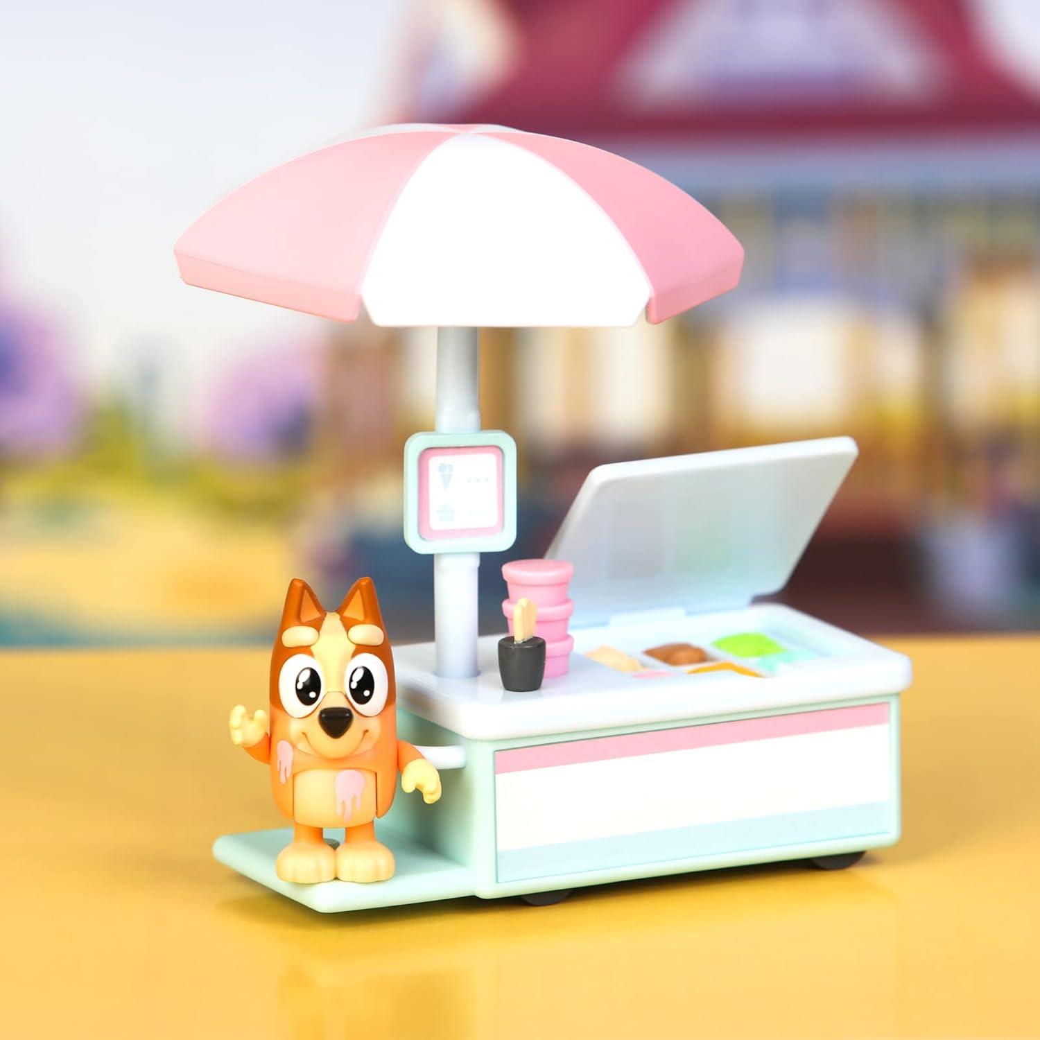 imageBluey Vehicle amp Figures Ice Cream Cart Toy Playset Portable Ice Cream Push Cart with 25 Articulated Bingo Figure Play Food Truck for Kids Ages 3Bingo Ice Cream Cart