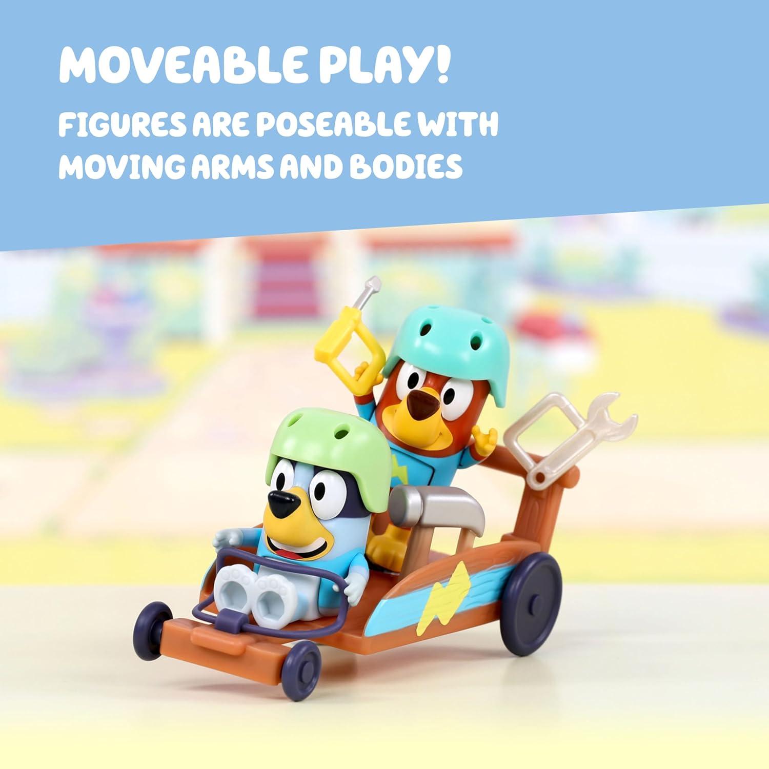 imageBluey Vehicle amp Figures Ice Cream Cart Toy Playset Portable Ice Cream Push Cart with 25 Articulated Bingo Figure Play Food Truck for Kids Ages 3Rusty Blueys GoKart