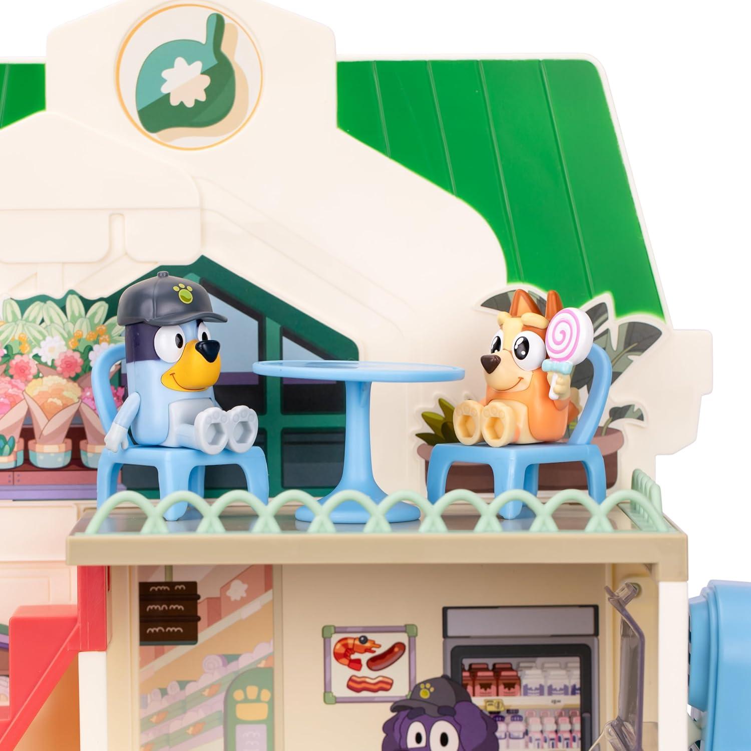 imageBluey and Bingo Supermarket Playset with Escalator Pretend Play Toys for Toddlers Sounds and 15 Pieces Bluey Grocery Store Playset1 Supermarket