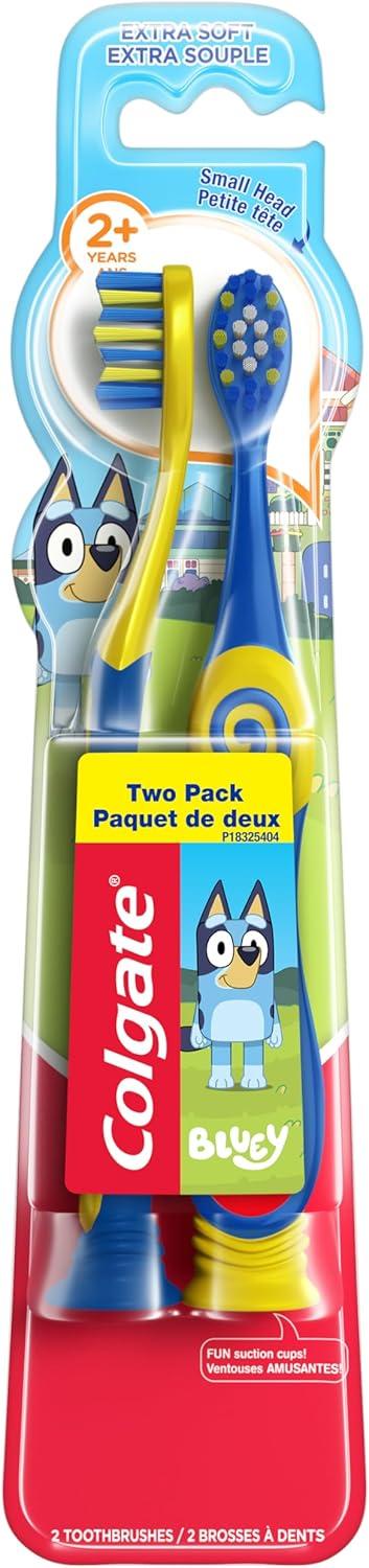 imageColgate Bluey Extra Soft Toothbrush for Kids Kids Toothbrush Pack with Built in Suction Cup Toothbrush Holder Designed for Children Ages 2 and Up Extra Soft Bristles 2 Pack2 Count